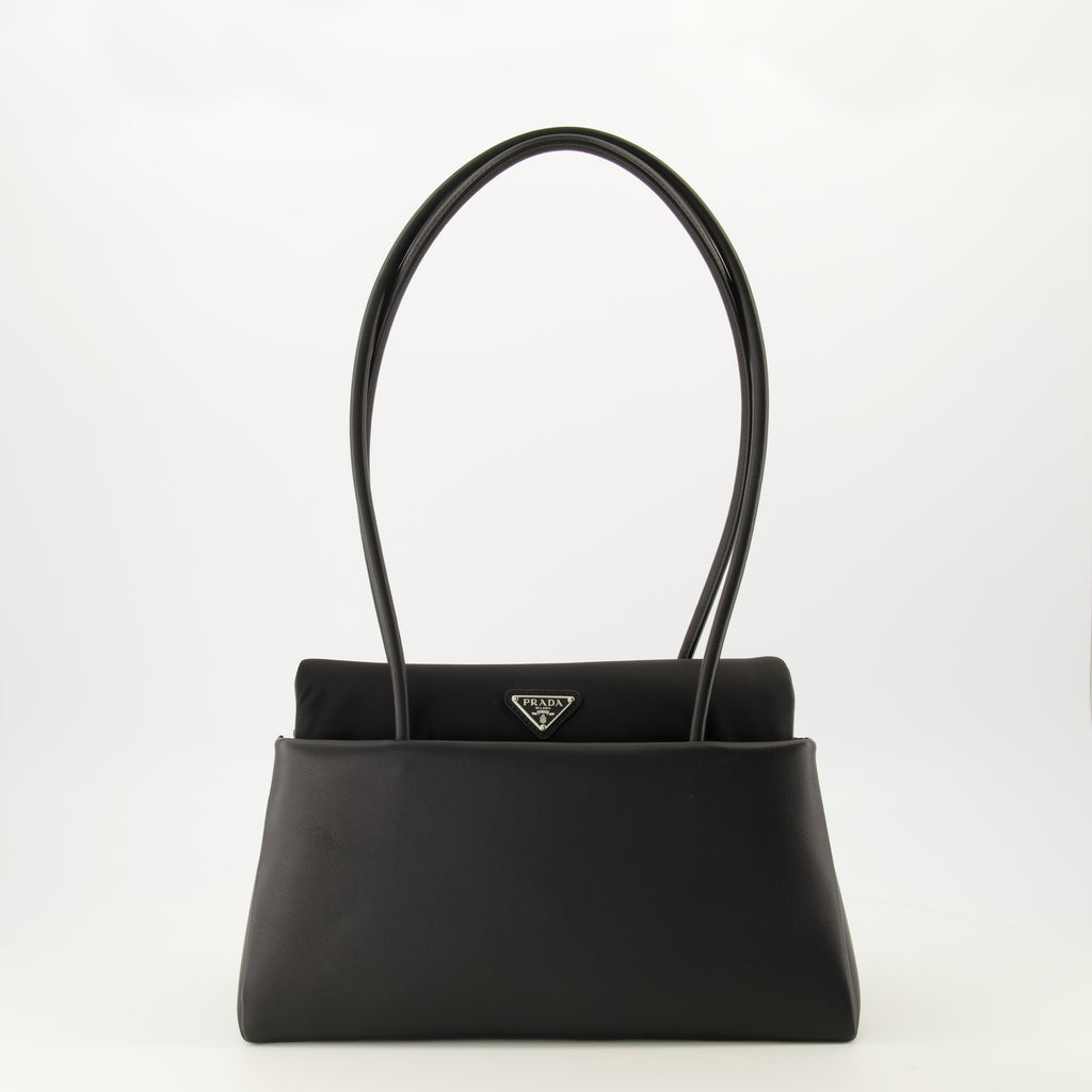 Sacs à main et épaule Borsa Medium Passage in Pelle Nera e Re-nylon Prada Noir Femme