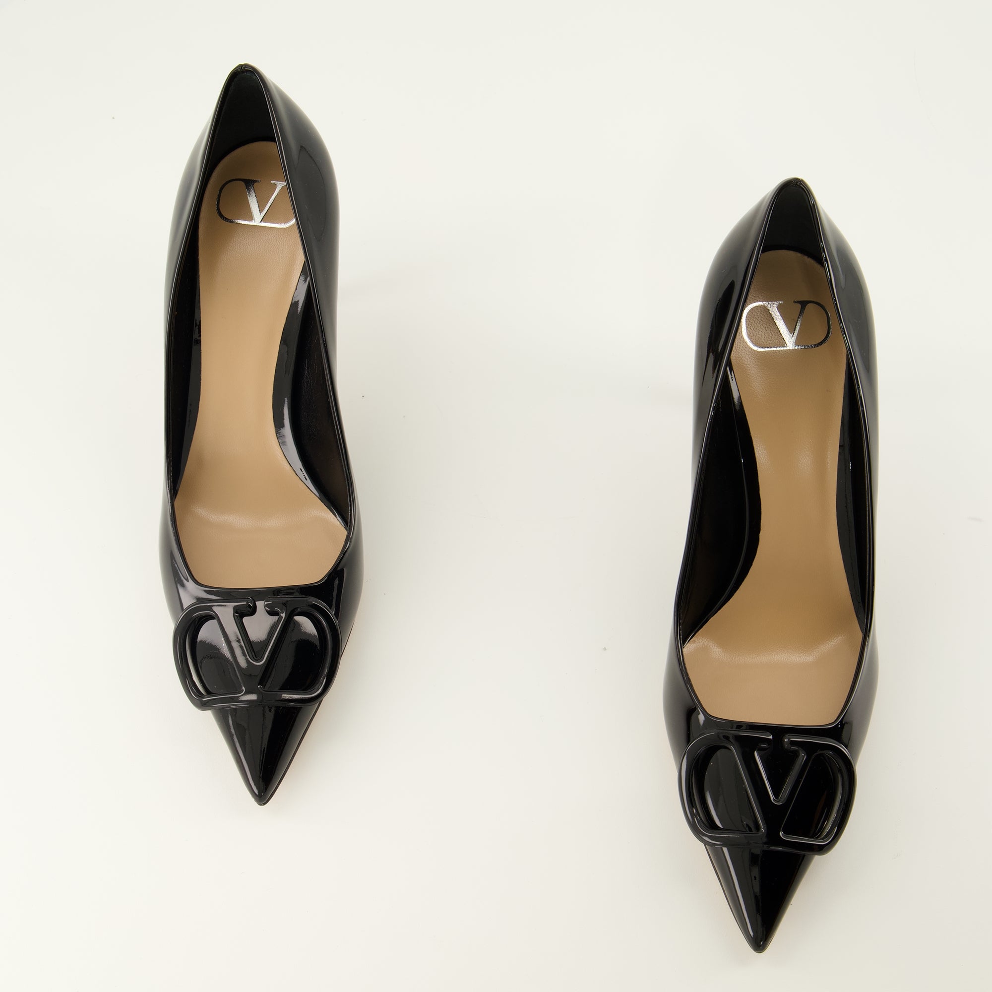 Escarpins Escarpins VLogo en cuir verni noir Valentino Garavani Noir Femme