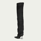 Imagen de las botas altas D-Venus de denim de la marca Diesel para Mujer - Temporada Otoño-Invierno 2025 - Vista trasera tres cuartos derecha