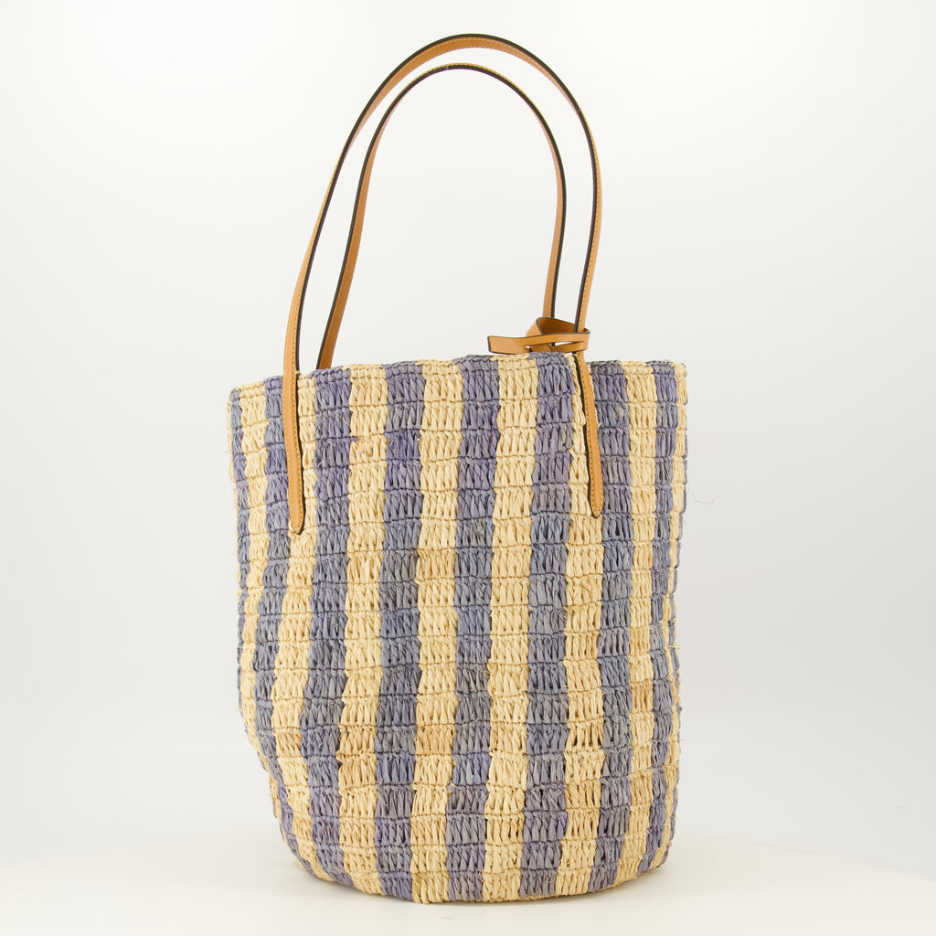 Sacs cabas Borsa in Raffia Striata Blu Valentino Garavani Bleu Femme