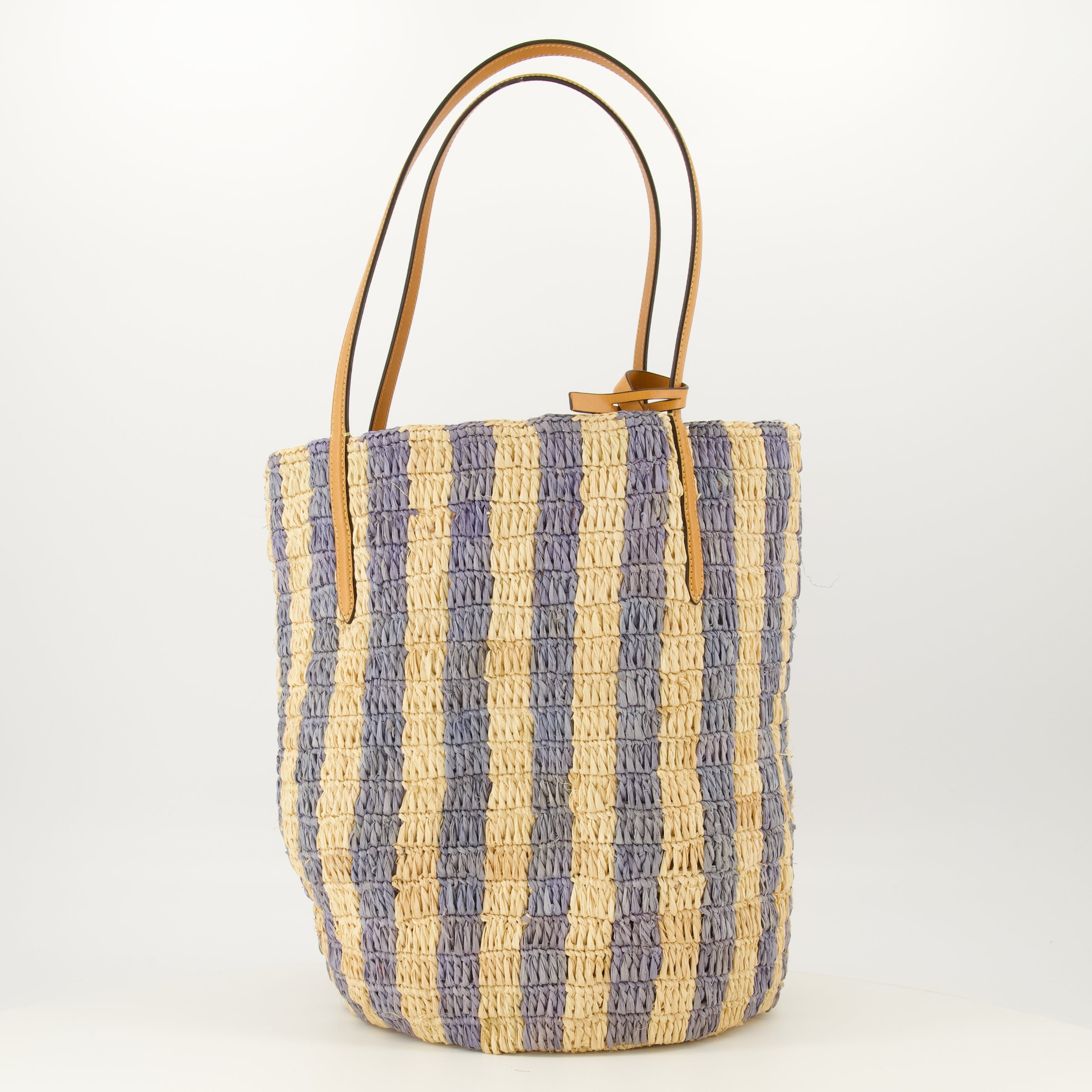 Sacs cabas Borsa in Raffia Striata Blu Valentino Garavani Bleu Femme