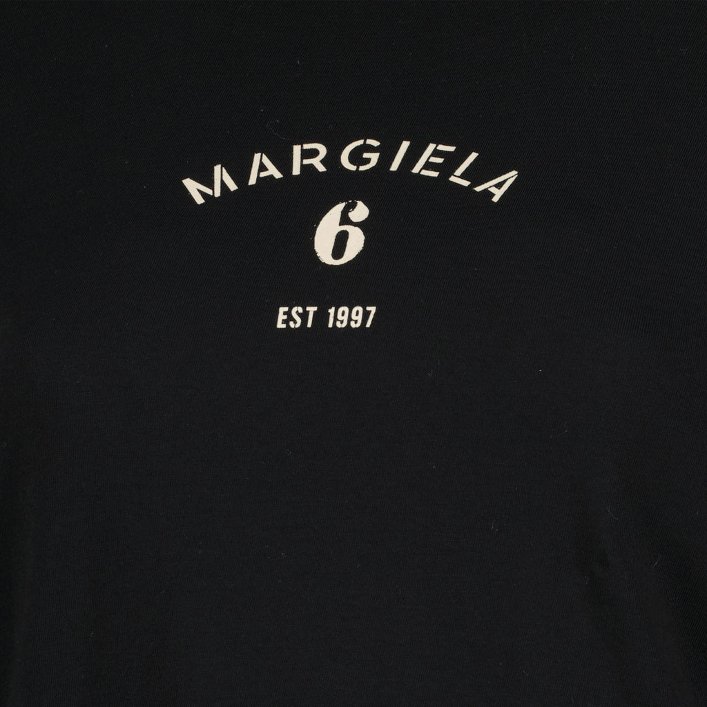T-shirts ブラックコットンシグネチャーTシャツ Mm6 Noir Femme
