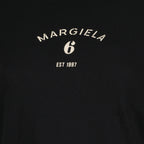 T-shirts Camiseta Negra de Algodón Con Logo Mm6 Noir Femme
