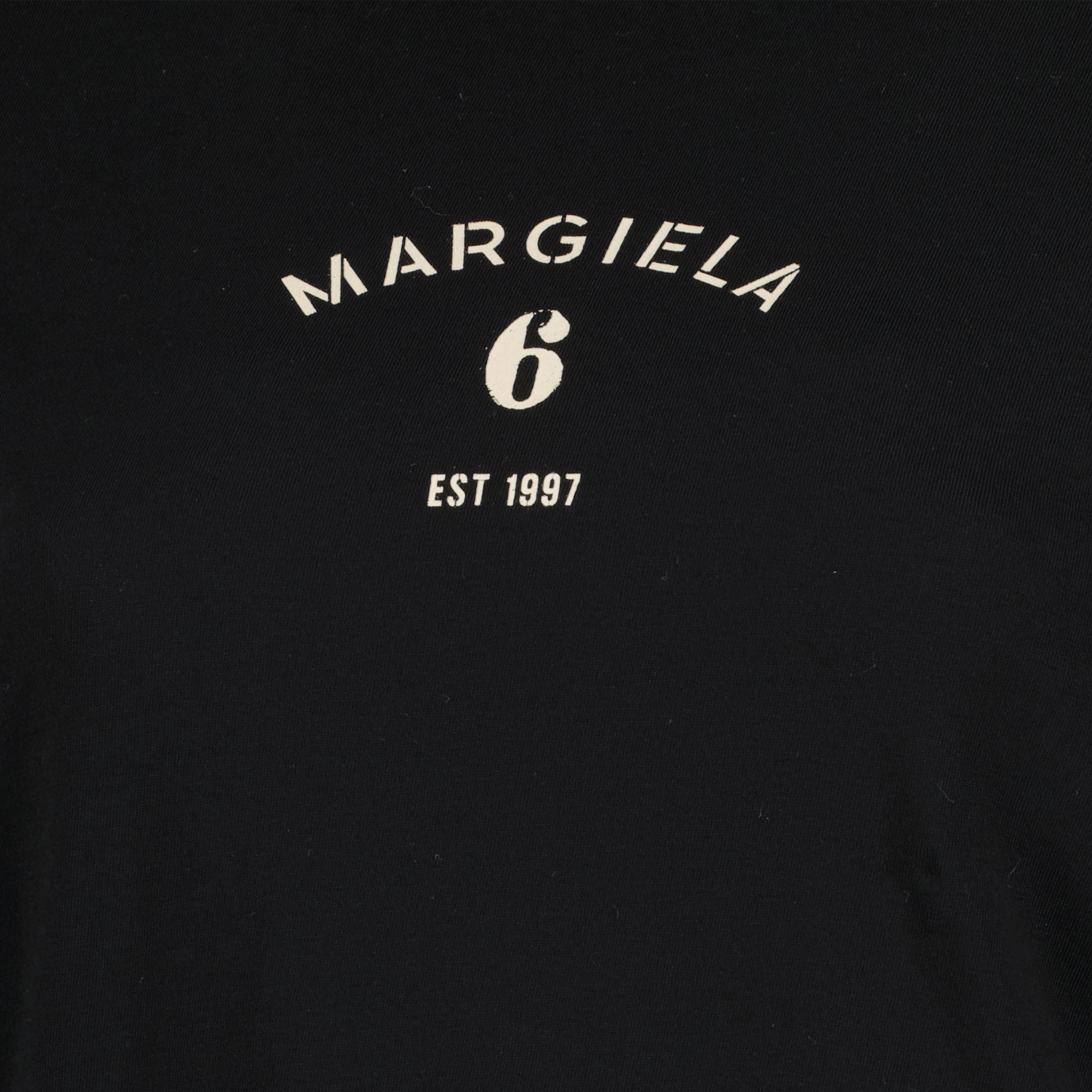 T-shirts ブラックコットンシグネチャーTシャツ Mm6 Noir Femme