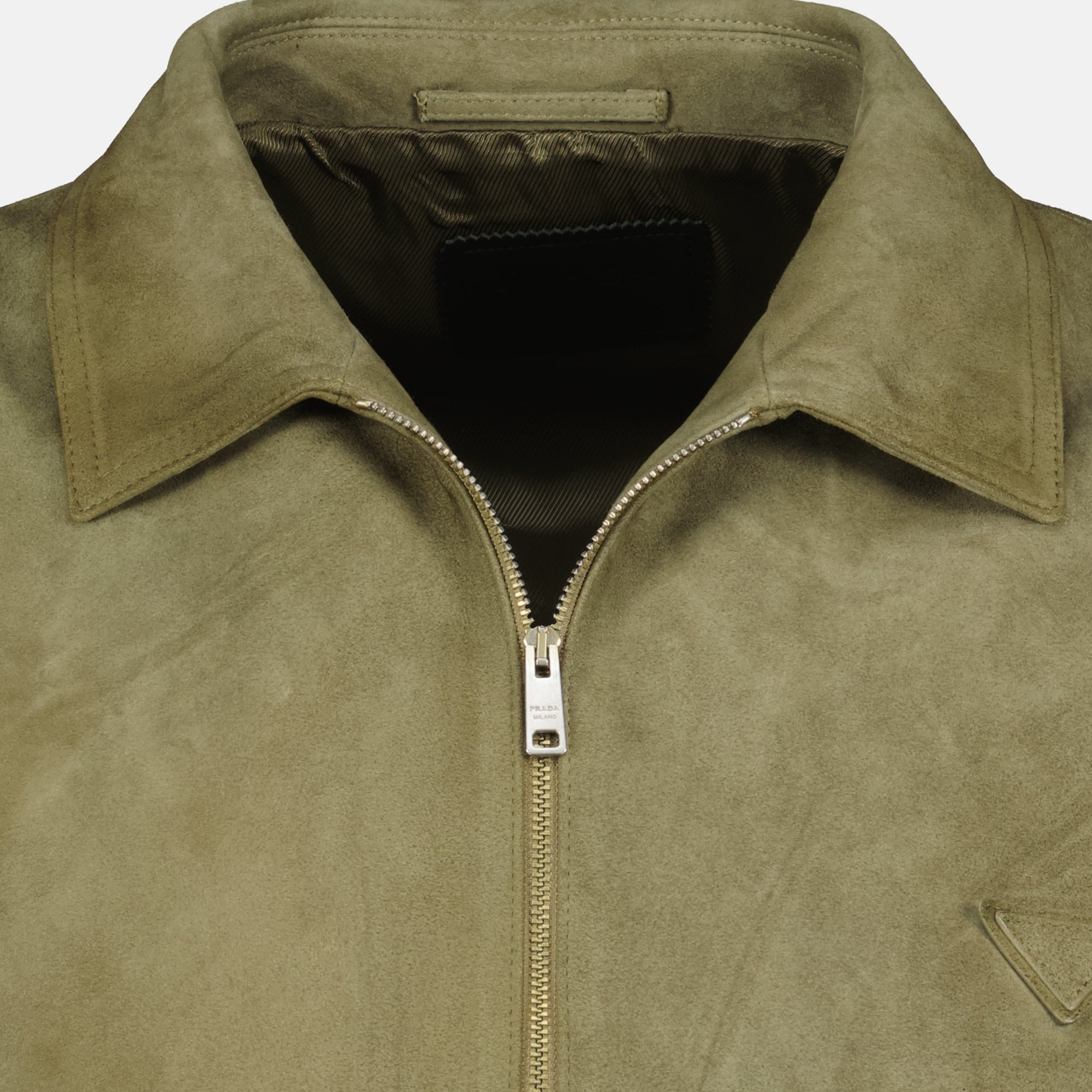 Manteaux Veste kaki en veau velours Prada Kaki Homme