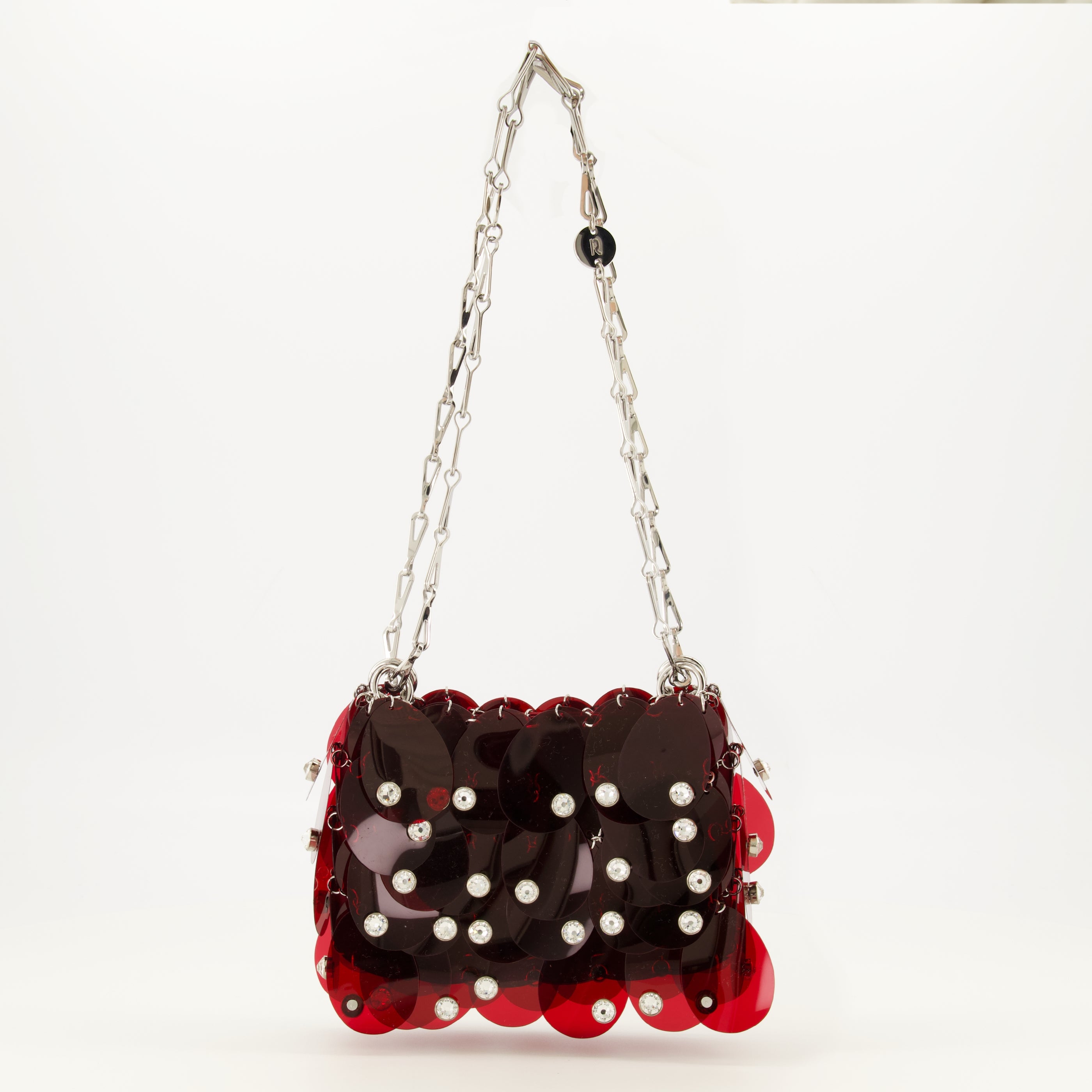 Image de l'article Sac Sparkle avec pastilles rouge et strass de la marque Rabanne pour Femme - Saison Printemps-Été 2026 - Vue de Face