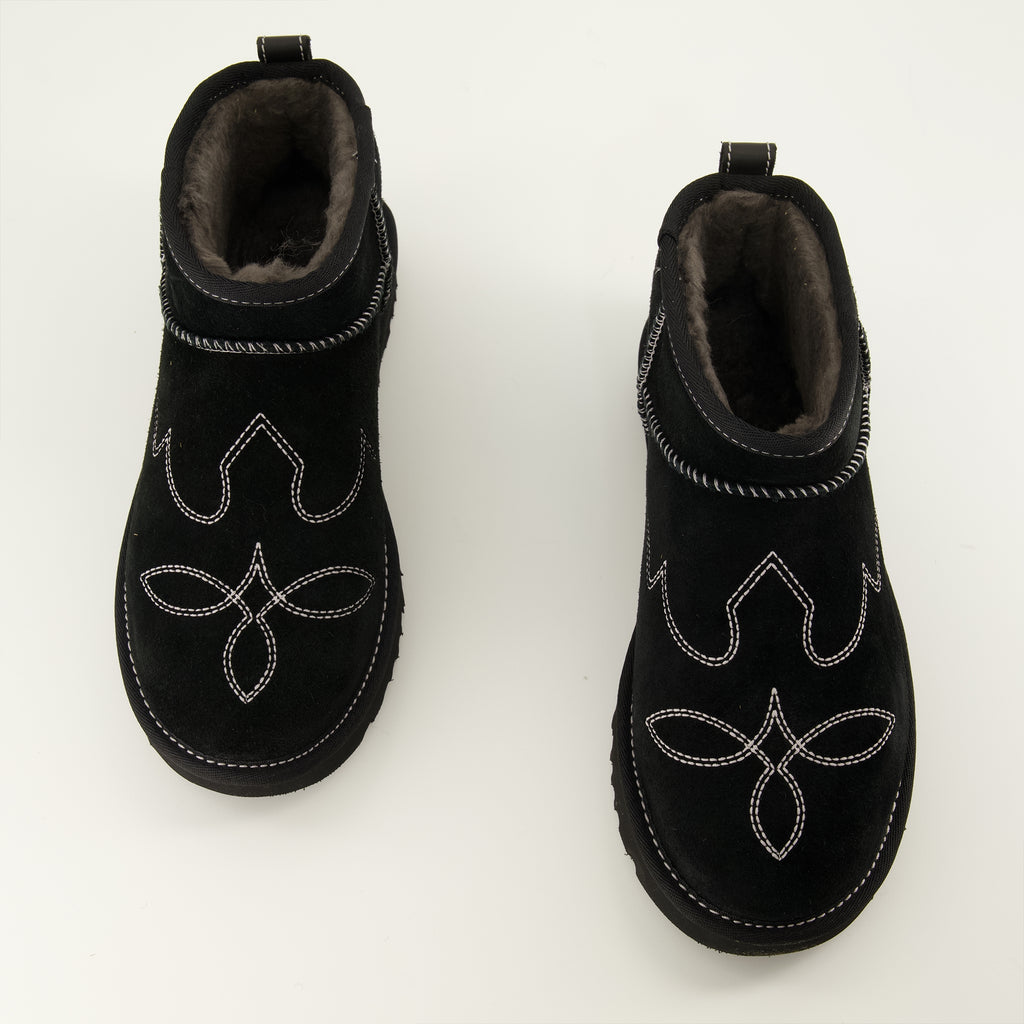 Bottines Bottes Classic Ultra mini Western noir Ugg Noir Femme