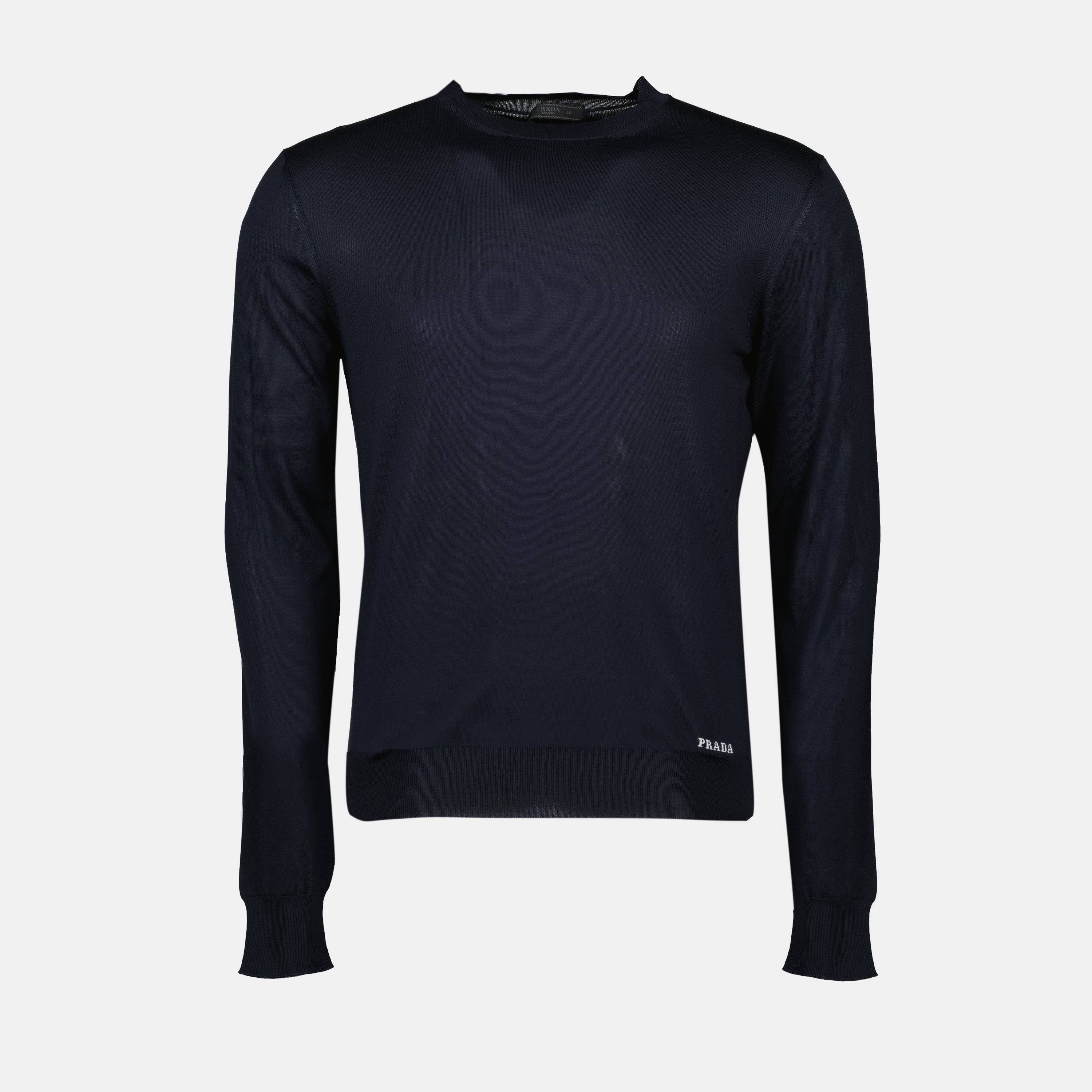 Maille Pull en soie Prada Bleu foncé Homme