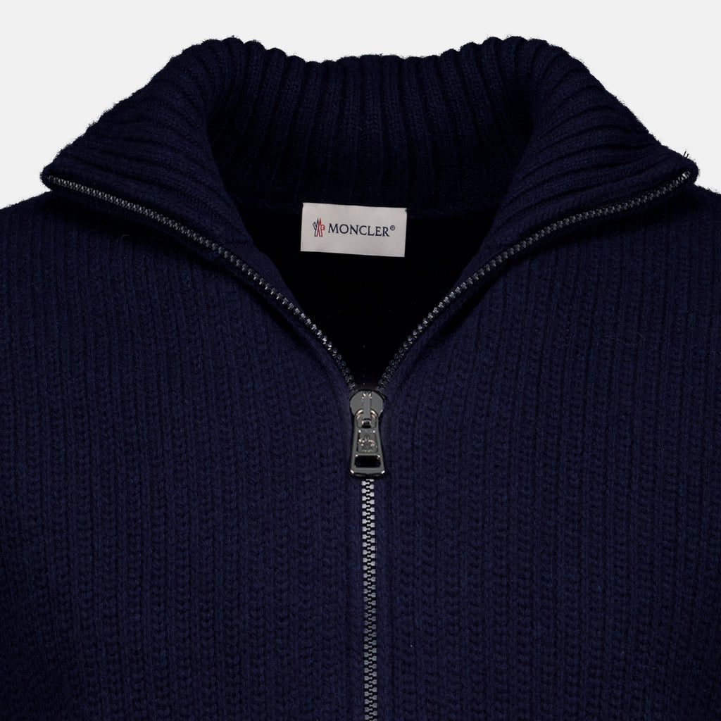 Maille Cardigan en laine bleu marine Moncler Bleu foncé Homme