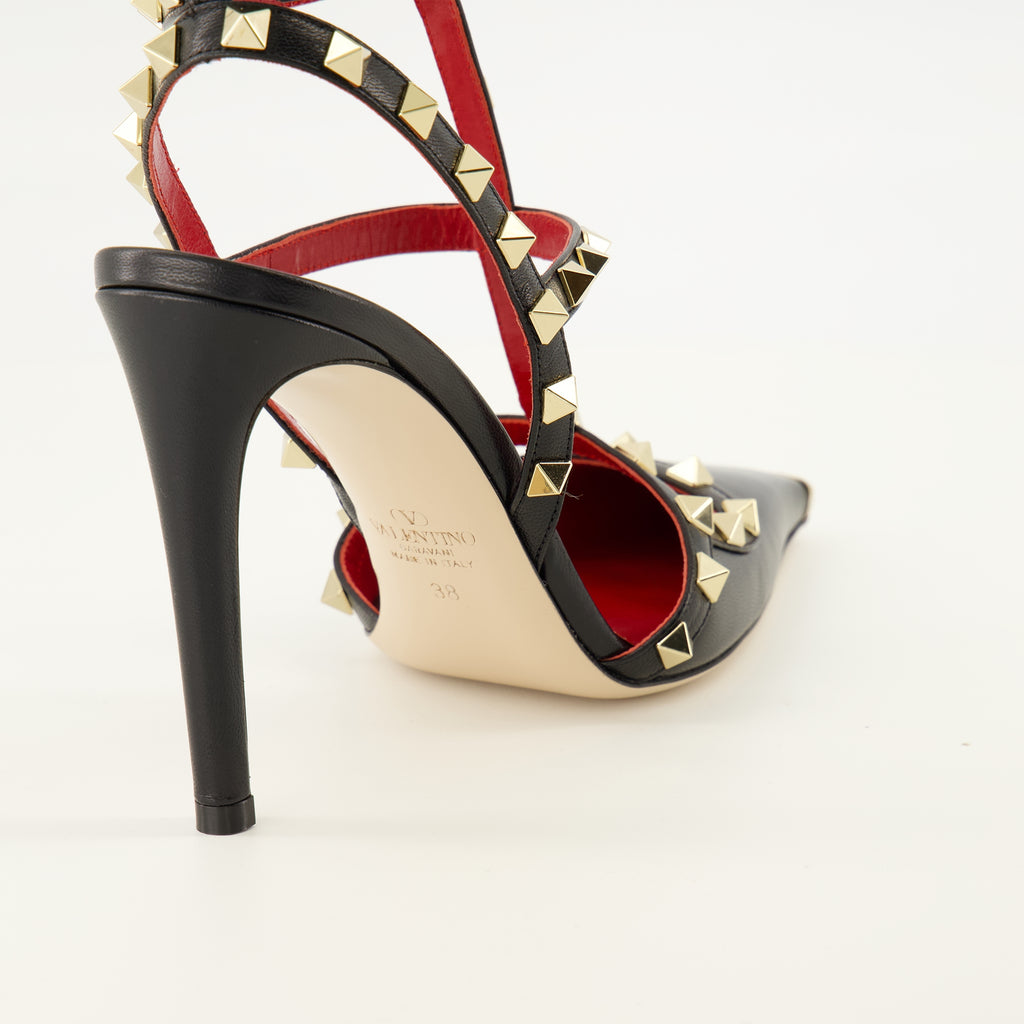 Escarpins Escarpins Rockstud en cuir noir Valentino Garavani Noir Femme