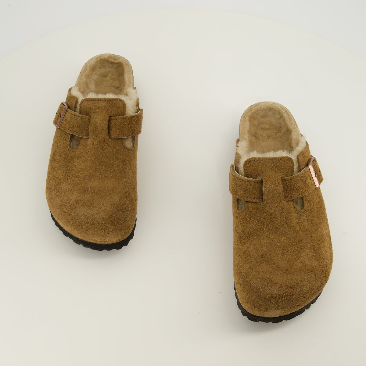 Chaussures ouvertes Mules Boston de Piel de Oveja Marrón Birkenstock Marron Unisexe