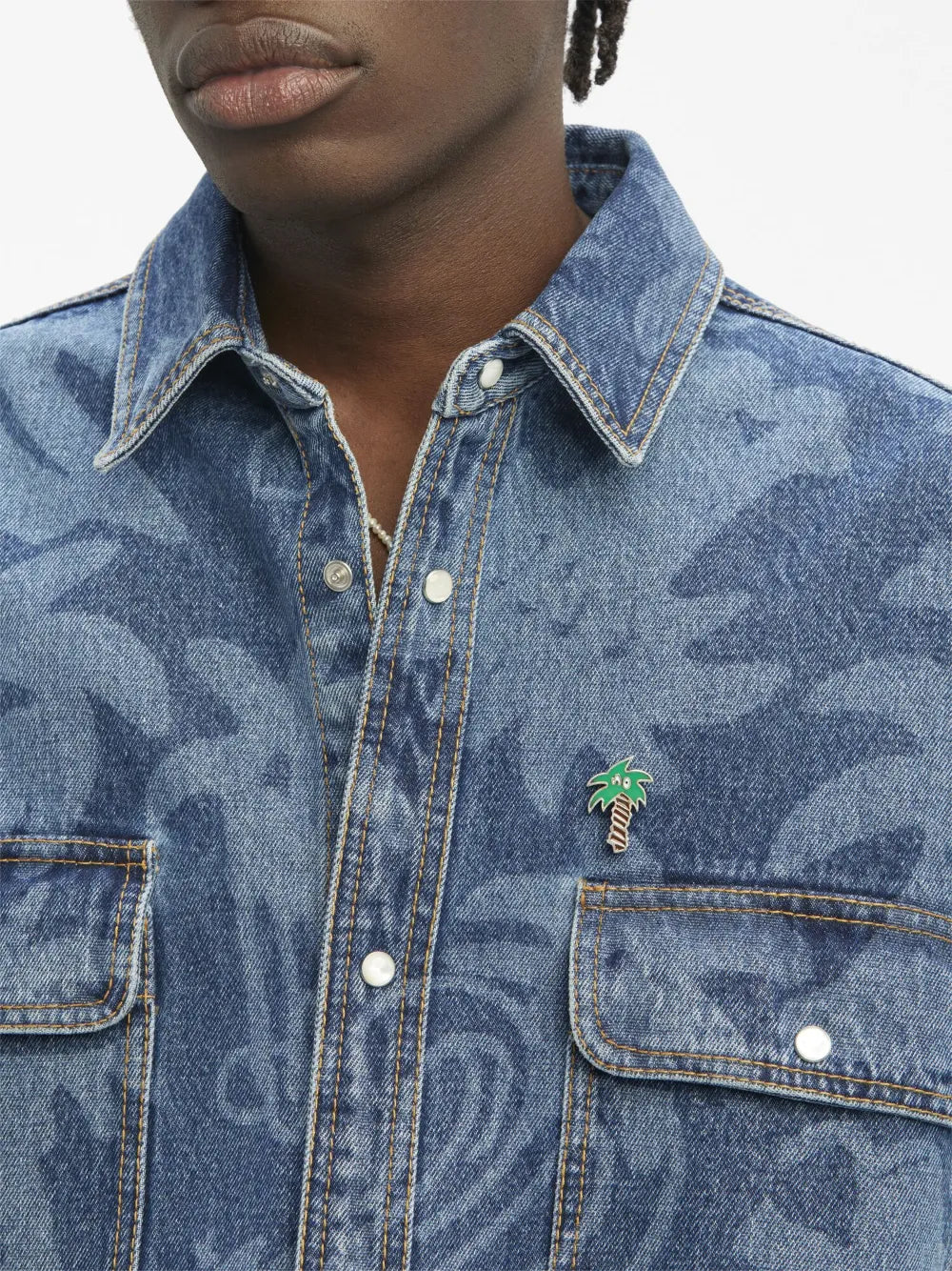 Camisas Camisa de Denim Palmity Palm Angels Azul Homme