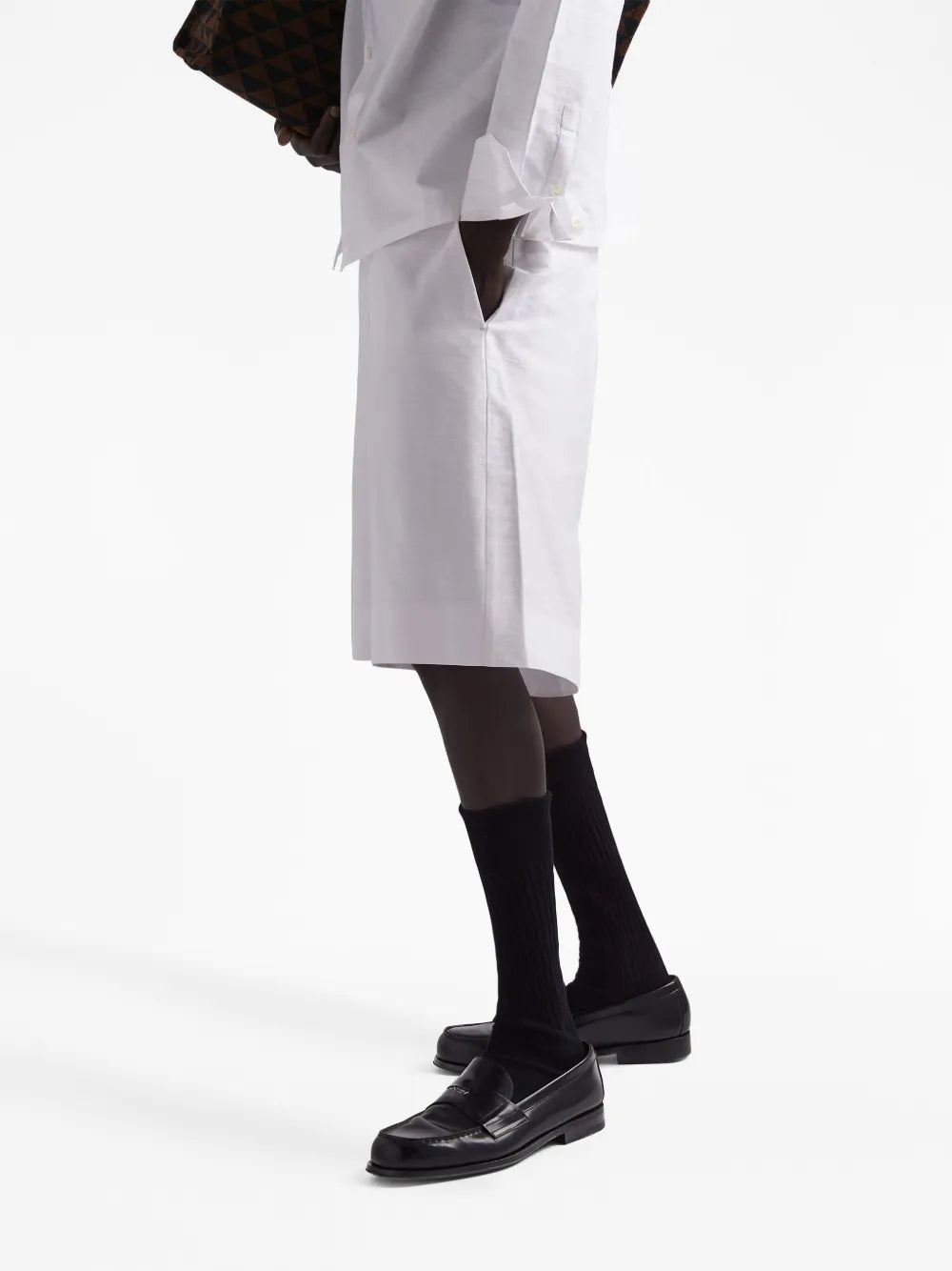 Shorts Bermuda de Popeline Prada Branco Homme