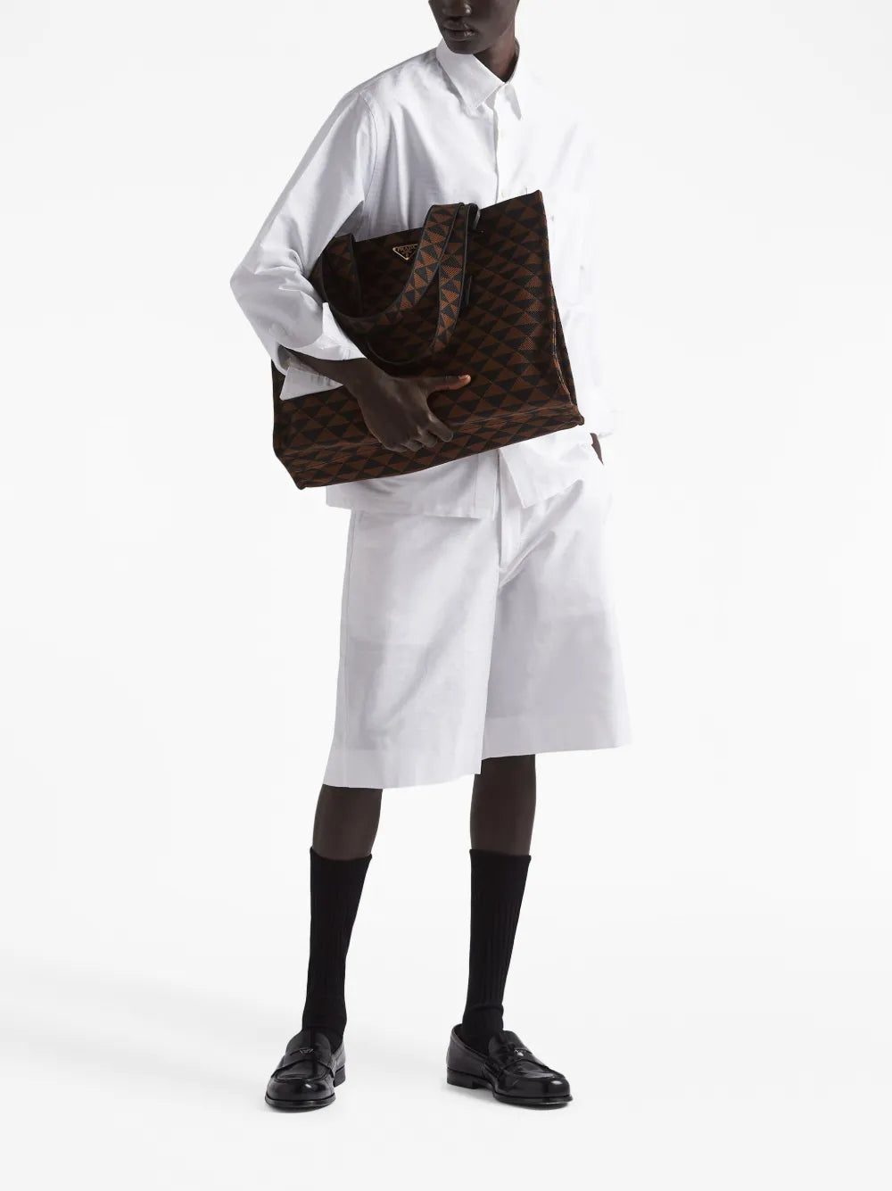 Shorts Bermuda de Popeline Prada Branco Homme