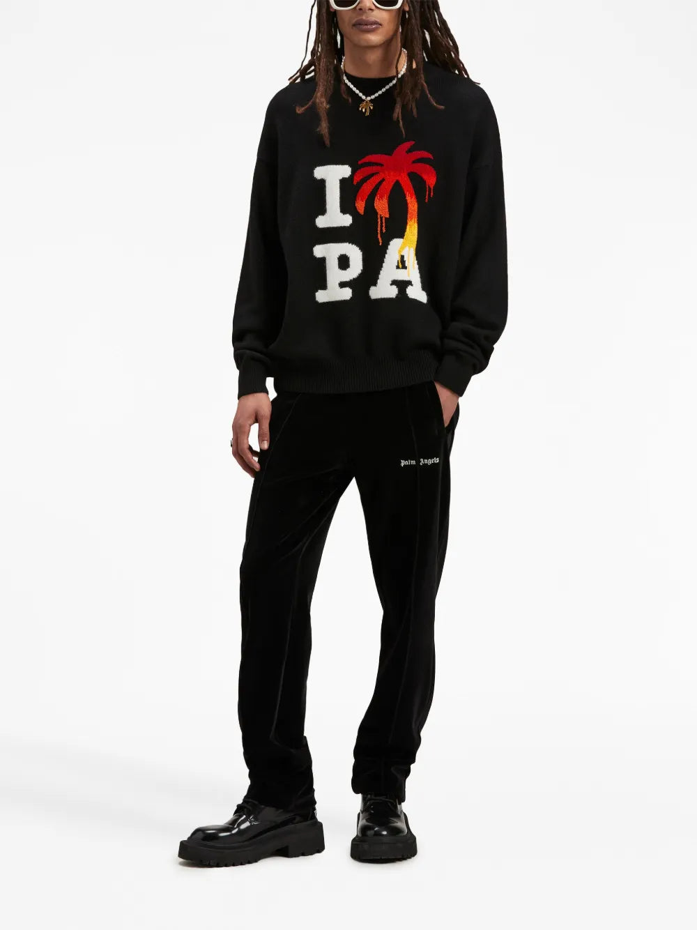 스웨트셔츠 I love PA 스웨터 Palm Angels 검은색 Homme