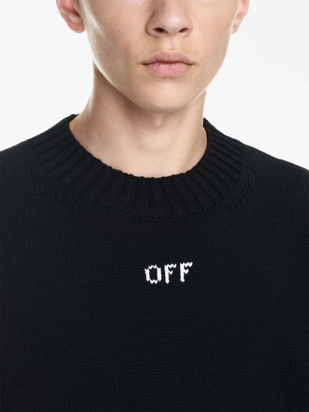 Strickwaren Pull Stitch Arrow Off-White Schwarz Homme