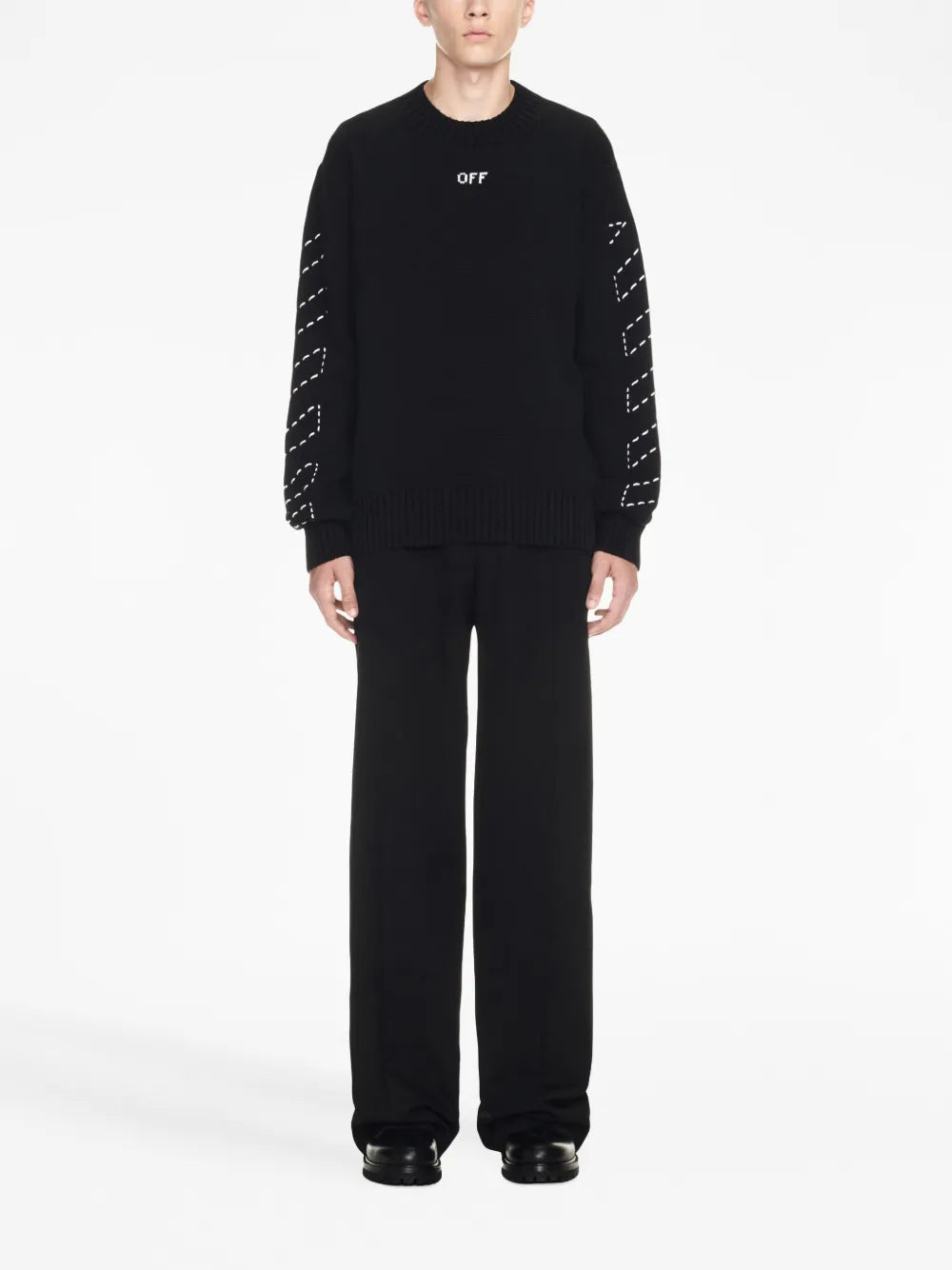 Strickwaren Pull Stitch Arrow Off-White Schwarz Homme