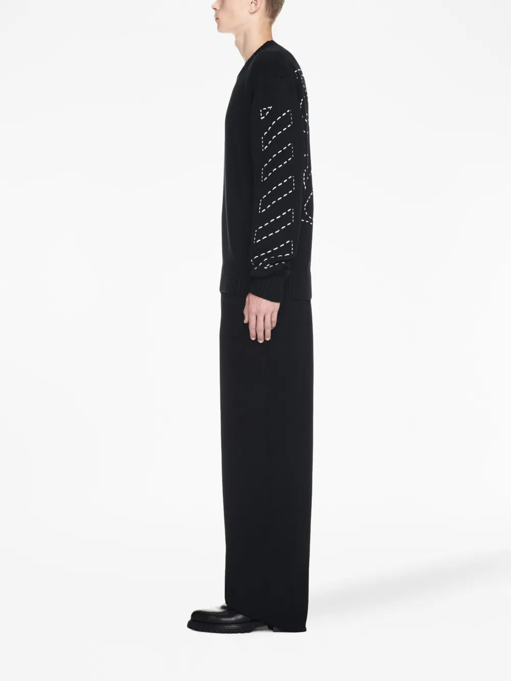 Strickwaren Pull Stitch Arrow Off-White Schwarz Homme
