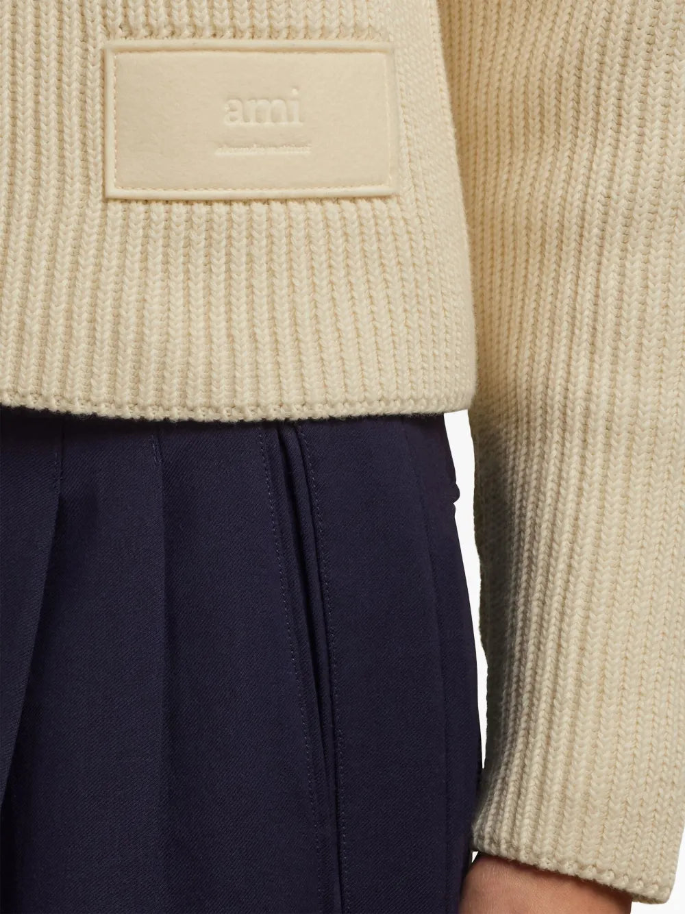 Maille Pull à étiquette Ami PARIS Beige Femme