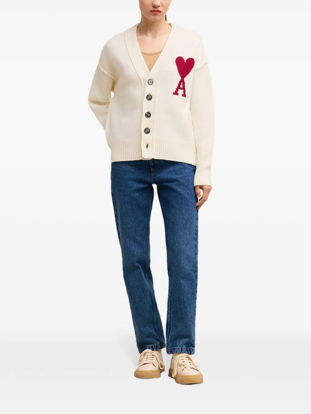 Maille Cardigan Ami de Coeur Ami PARIS Blanc Unisexe