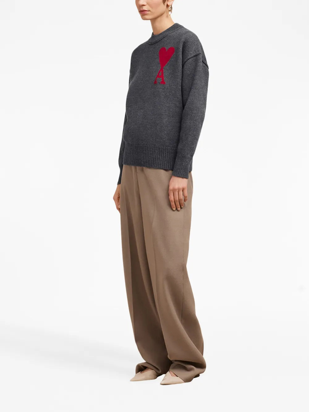 Maille Pull Ami de coeur rouge Ami PARIS Gris Unisexe