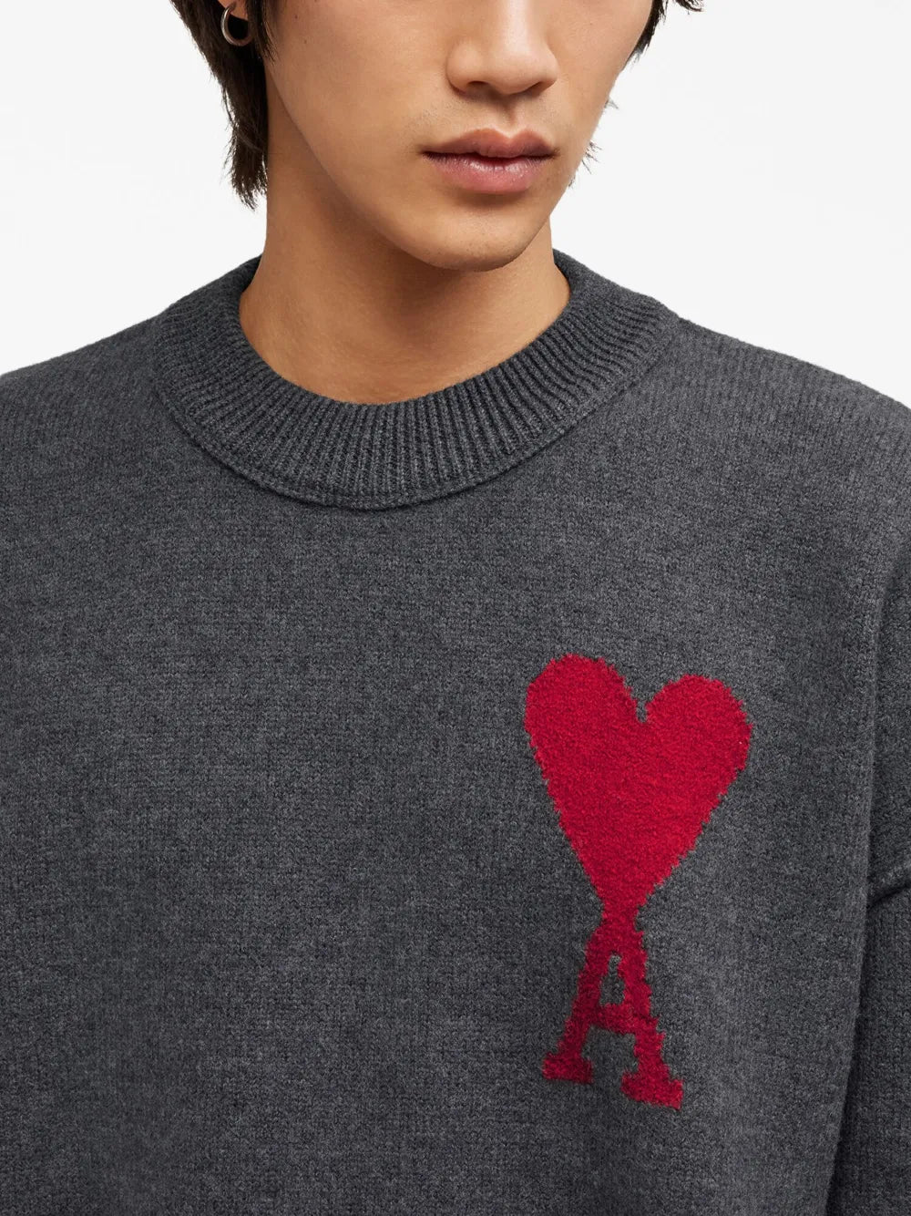 Maille Pull Ami de coeur rouge Ami PARIS Gris Unisexe