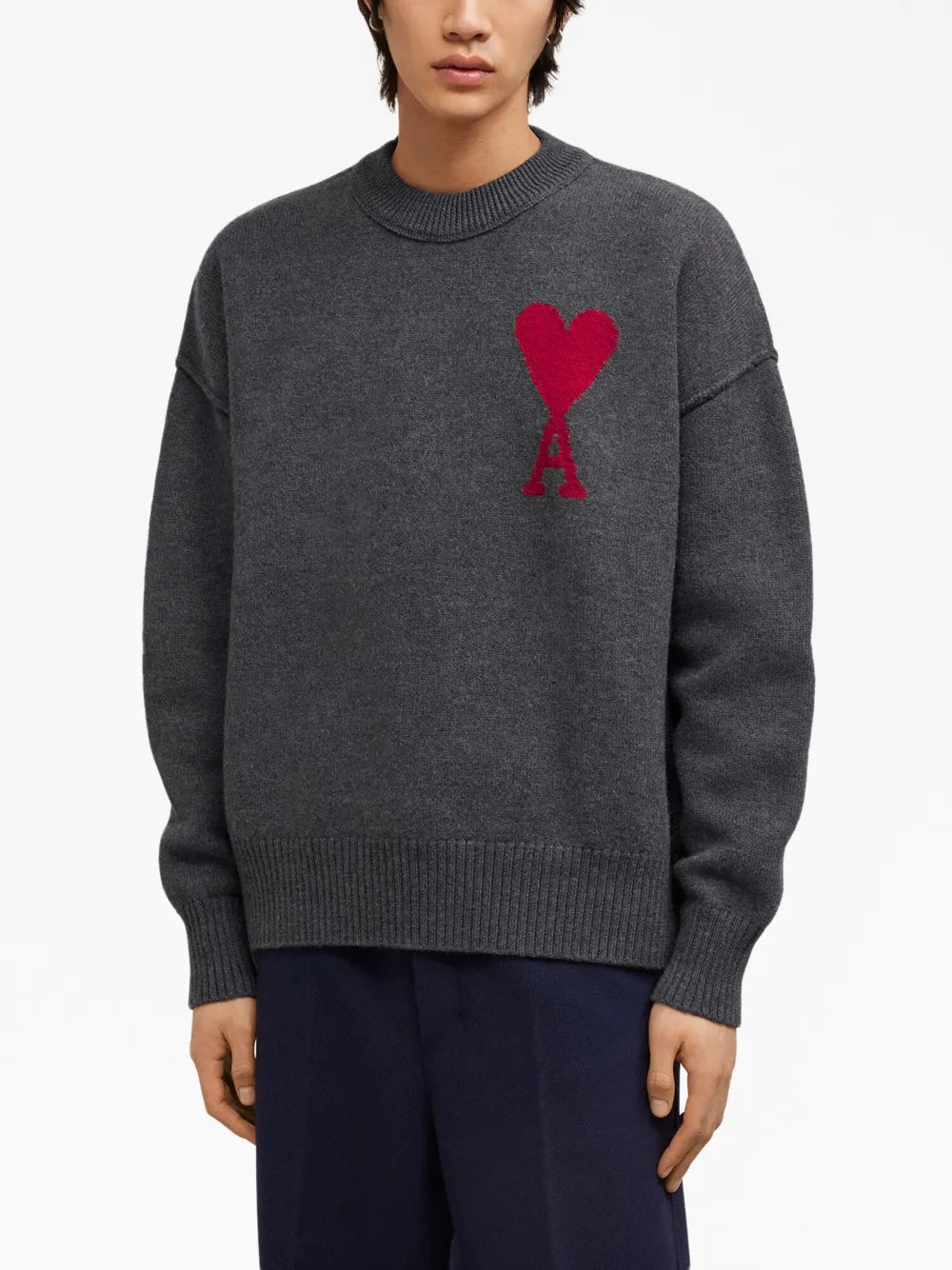 Maille Pull Ami de coeur rouge Ami PARIS Gris Unisexe
