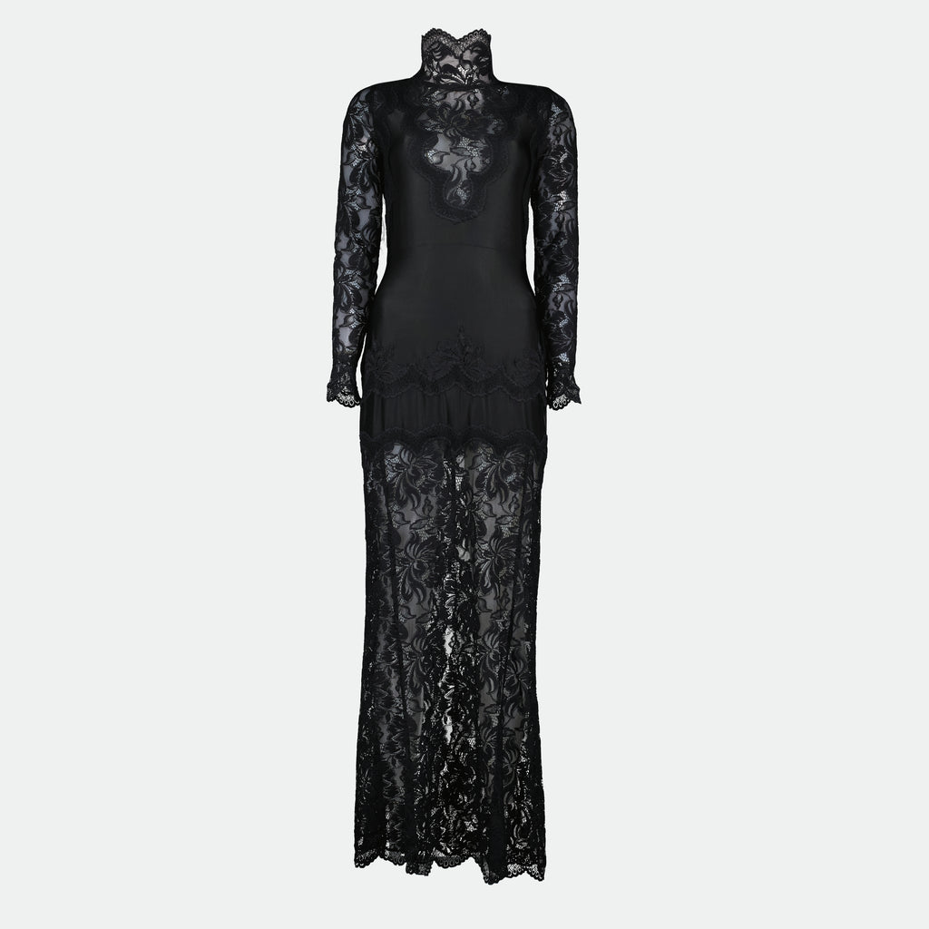Robes Robe longue en dentelle Rabanne Noir Femme