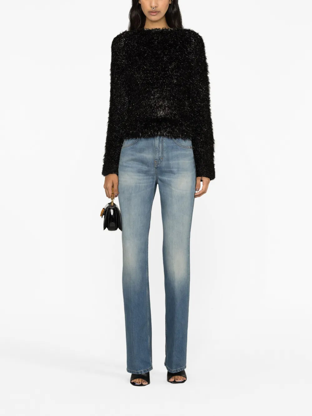 Strickwaren Texturierter Pullover mit offenem Rücken Victoria Beckham Schwarz Femme