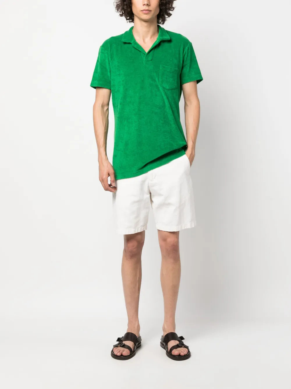 Polos Polo de Algodón Rizado Orlebar Brown Verde Homme