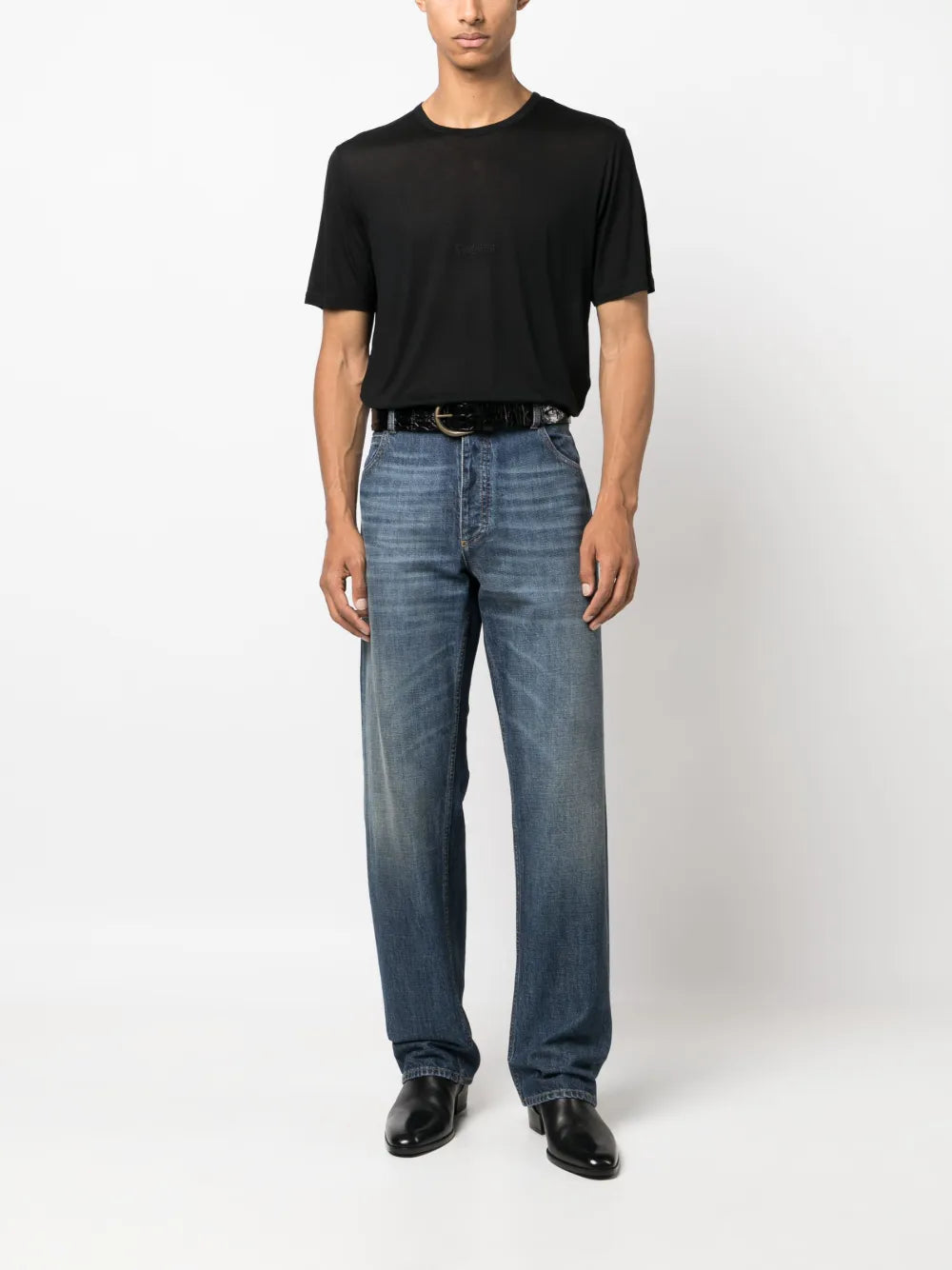 T-shirts T-shirt en viscose Saint Laurent Noir Homme