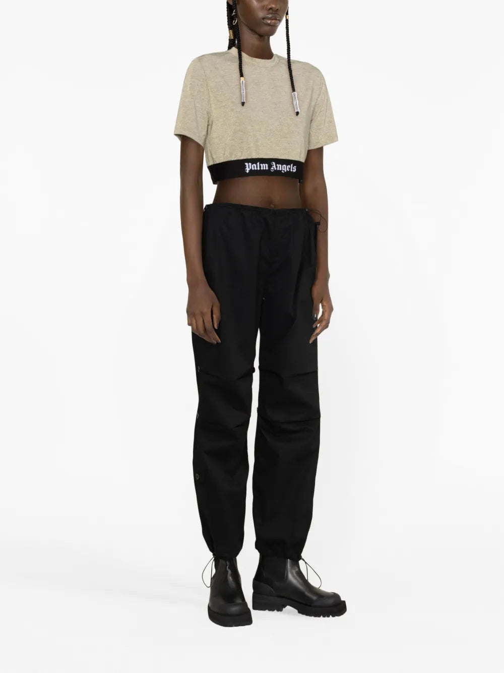 Tops T-shirt crop Palm Angels Doré Femme