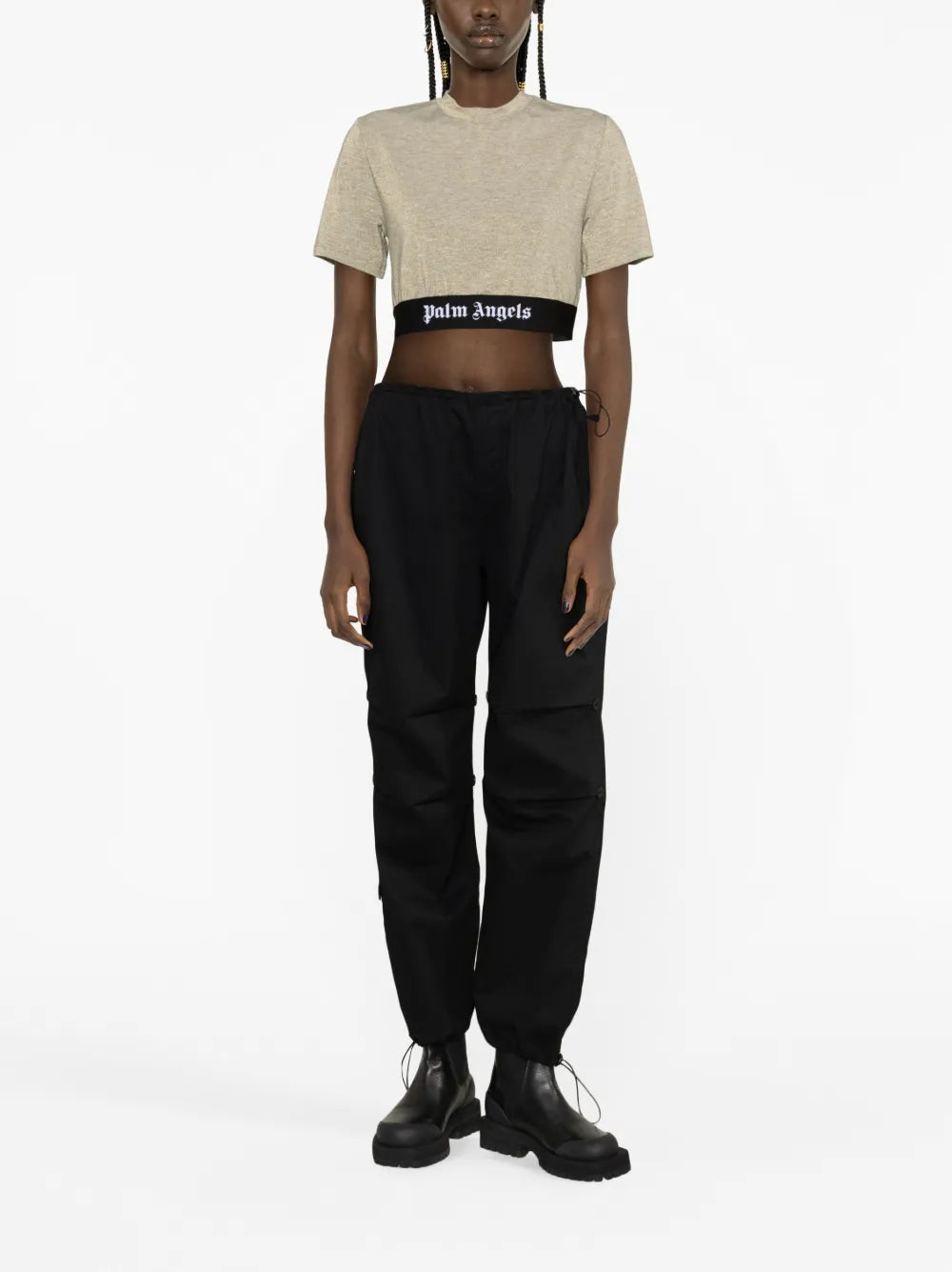 Tops T-shirt crop Palm Angels Doré Femme