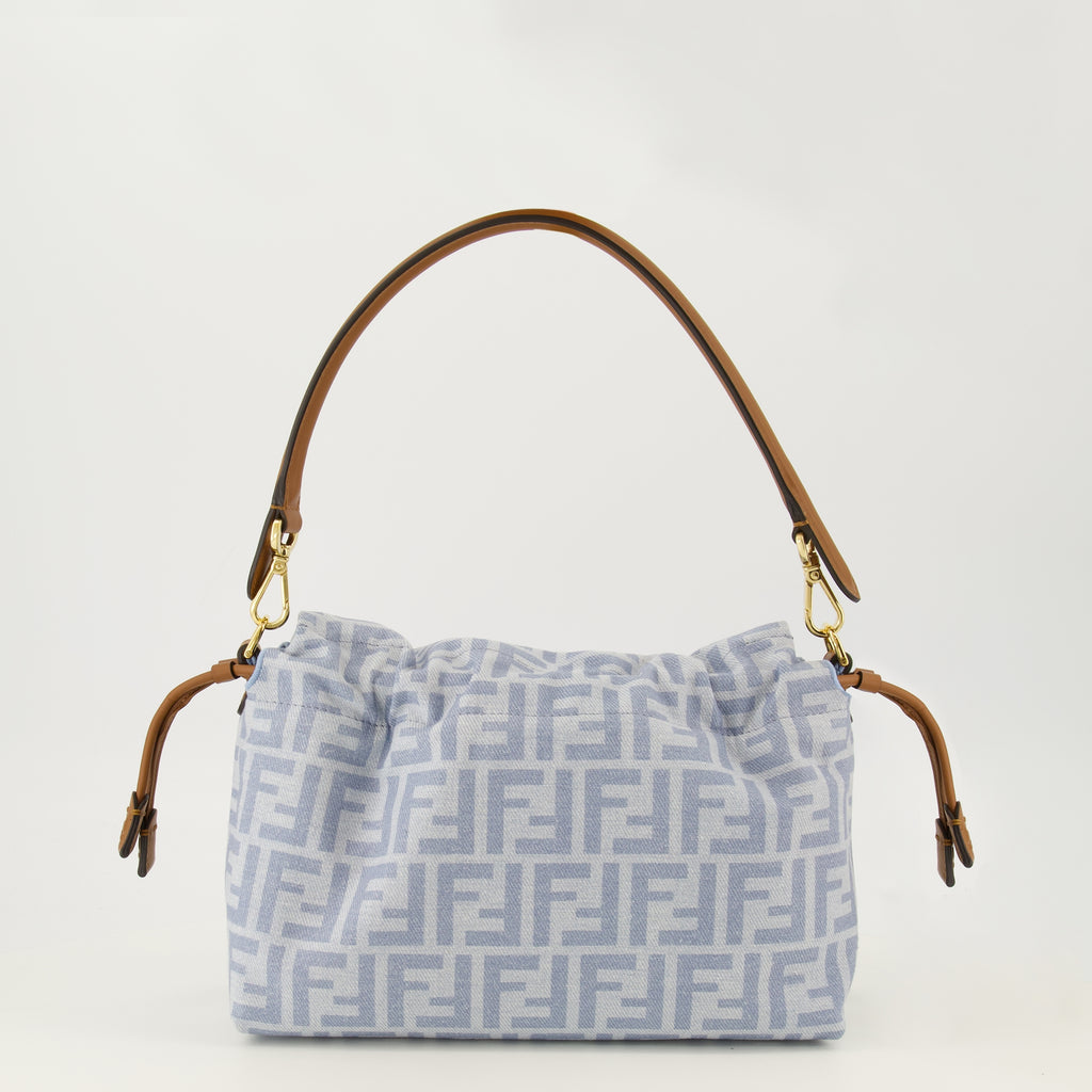Sacs à main et épaule Baguette® Soft Medium Bag in FF Denim and Leather Fendi Bleu Femme