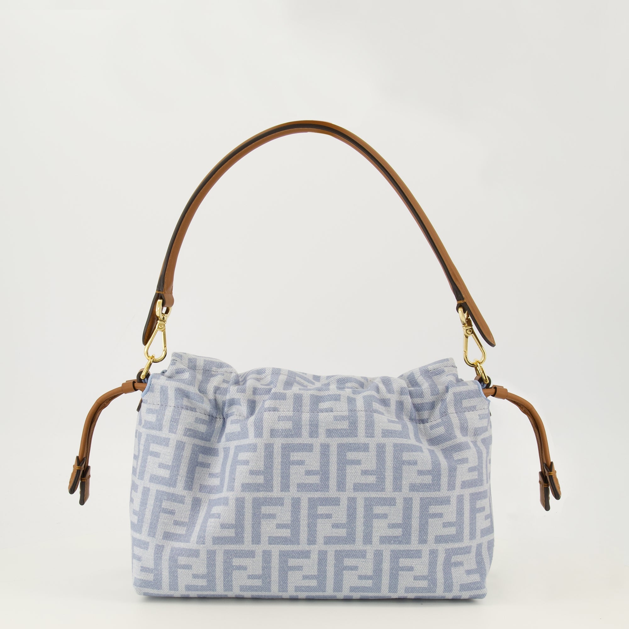 Sacs à main et épaule Sac Baguette® Soft moyen en denim FF et cuir Fendi Bleu Femme