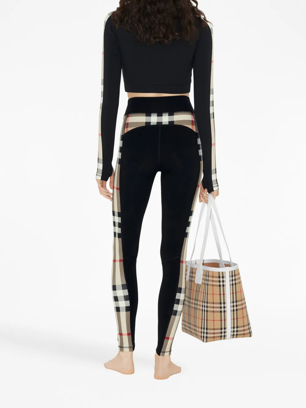 Pants Checked Leggings Burberry Black Women