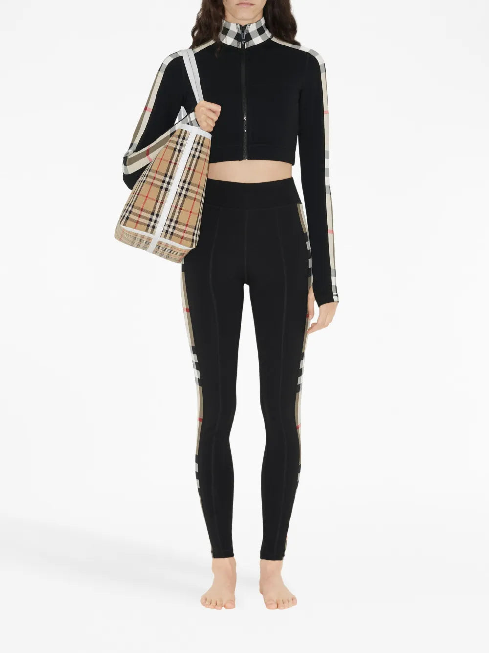 Pants Checked Leggings Burberry Black Women