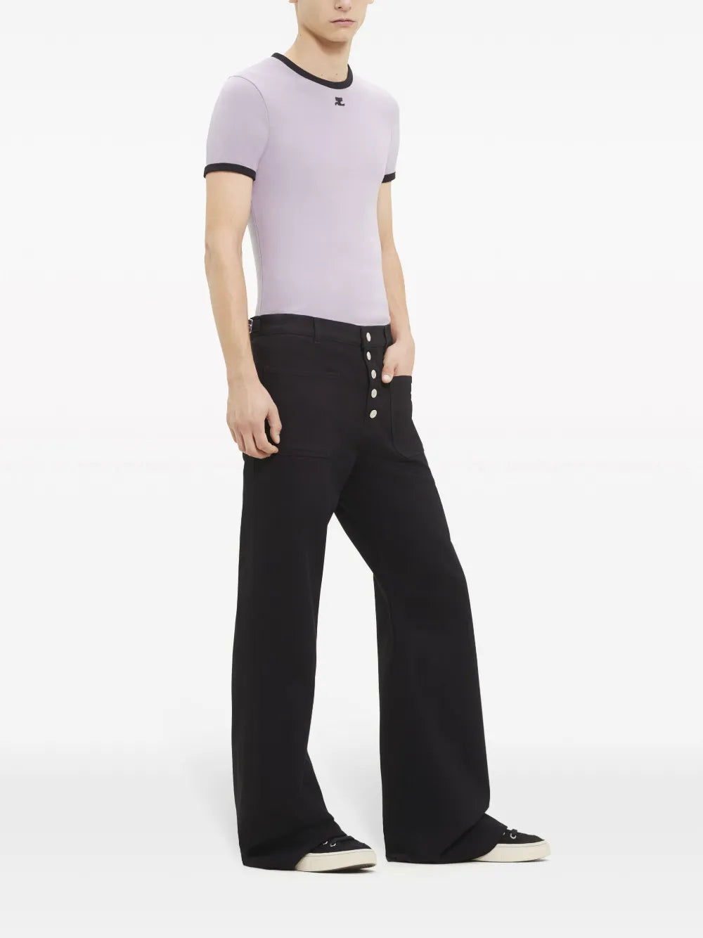 T-shirts T-shirt contraste Réédition Courrèges Gris Homme