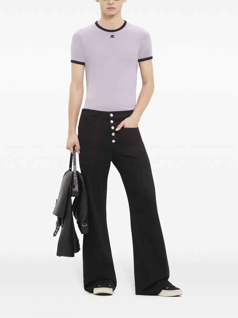 T-shirts T-shirt contraste Réédition Courrèges Gris Homme