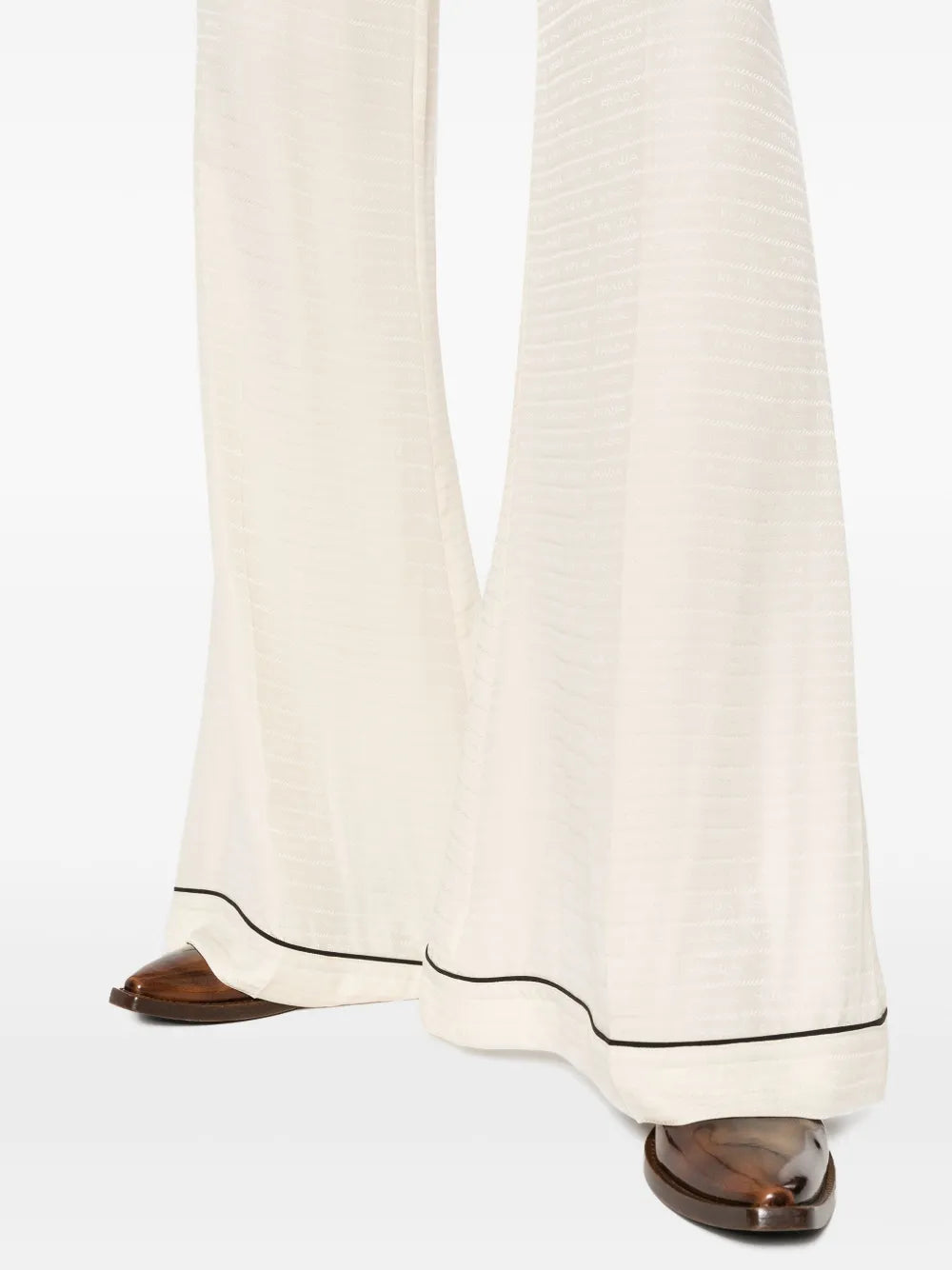 Pantalones Pantalones de Seda Prada Beige Femme