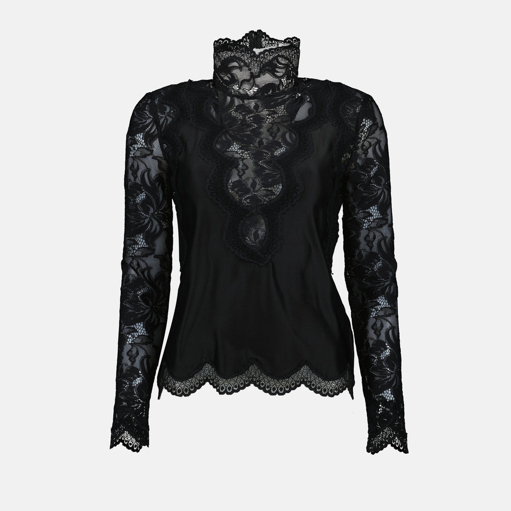 Tops Blouse satin et dentelle Rabanne Negro Femme
