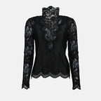 Tops Blouse satin et dentelle Rabanne Negro Femme
