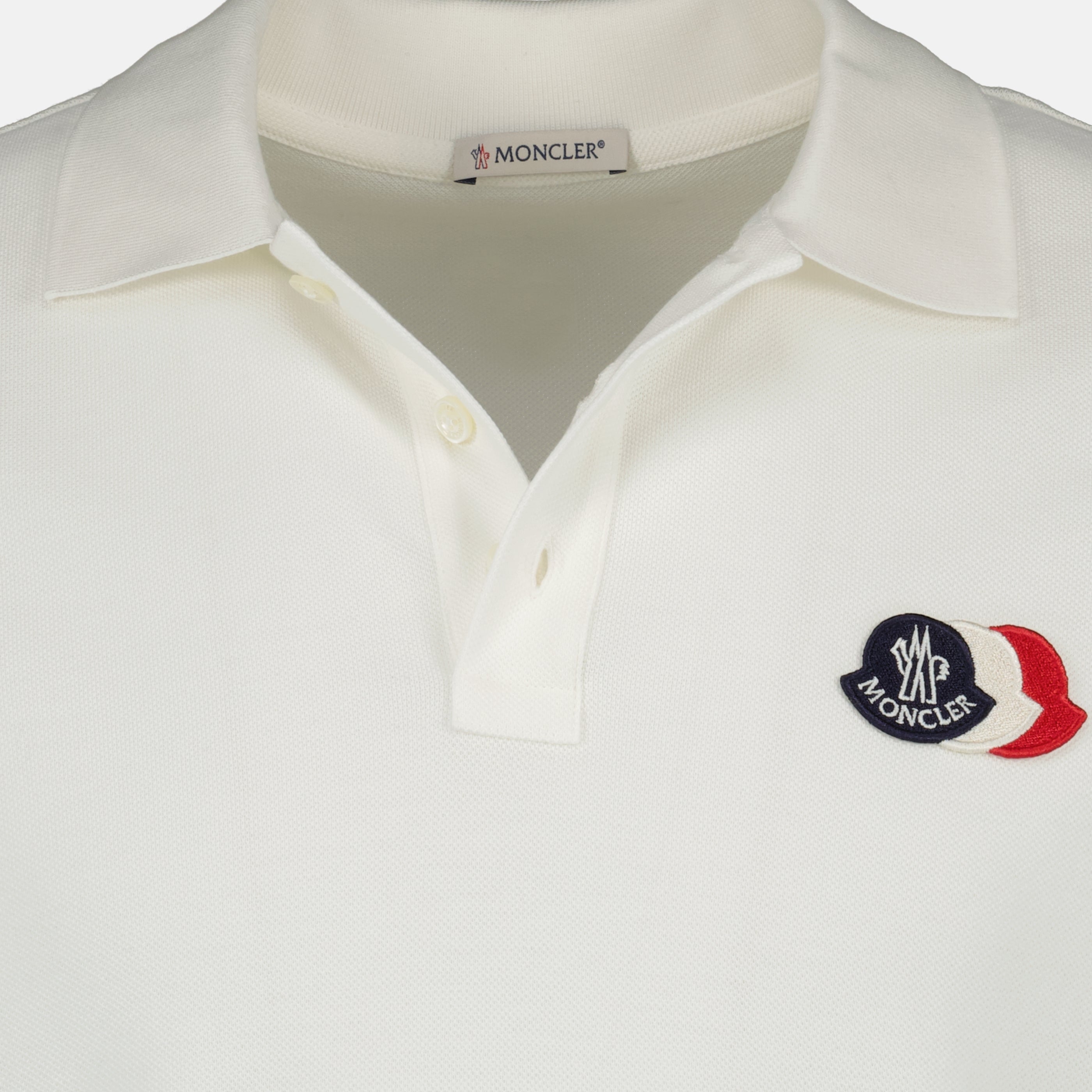Polos ホワイトコットンピケポロ Moncler Blanc Homme