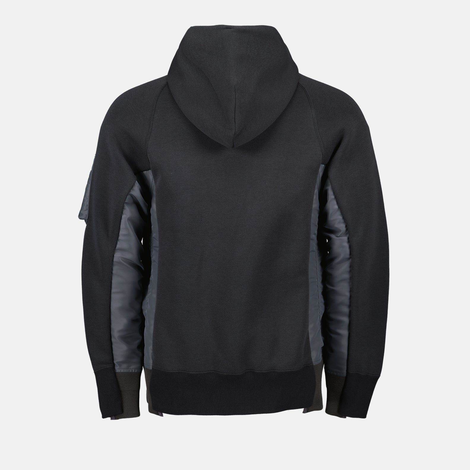 Moletons Sweatshirt de Nylon e Algodão com Fecho Sacai Cinza Homme