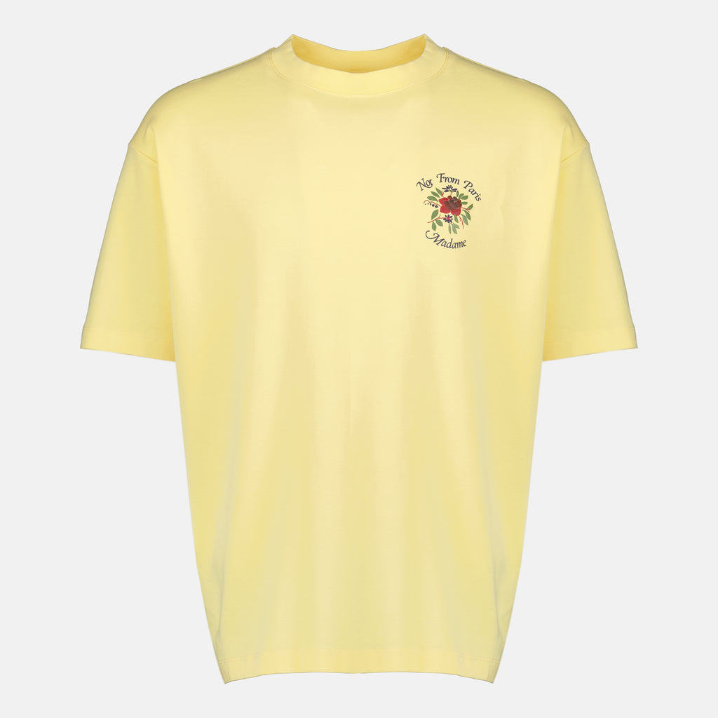 Image de l'article T-shirt Slogan Rose jaune de la marque Drole De Monsieur pour Homme - Saison Printemps-Été 2026 - Vue de Face