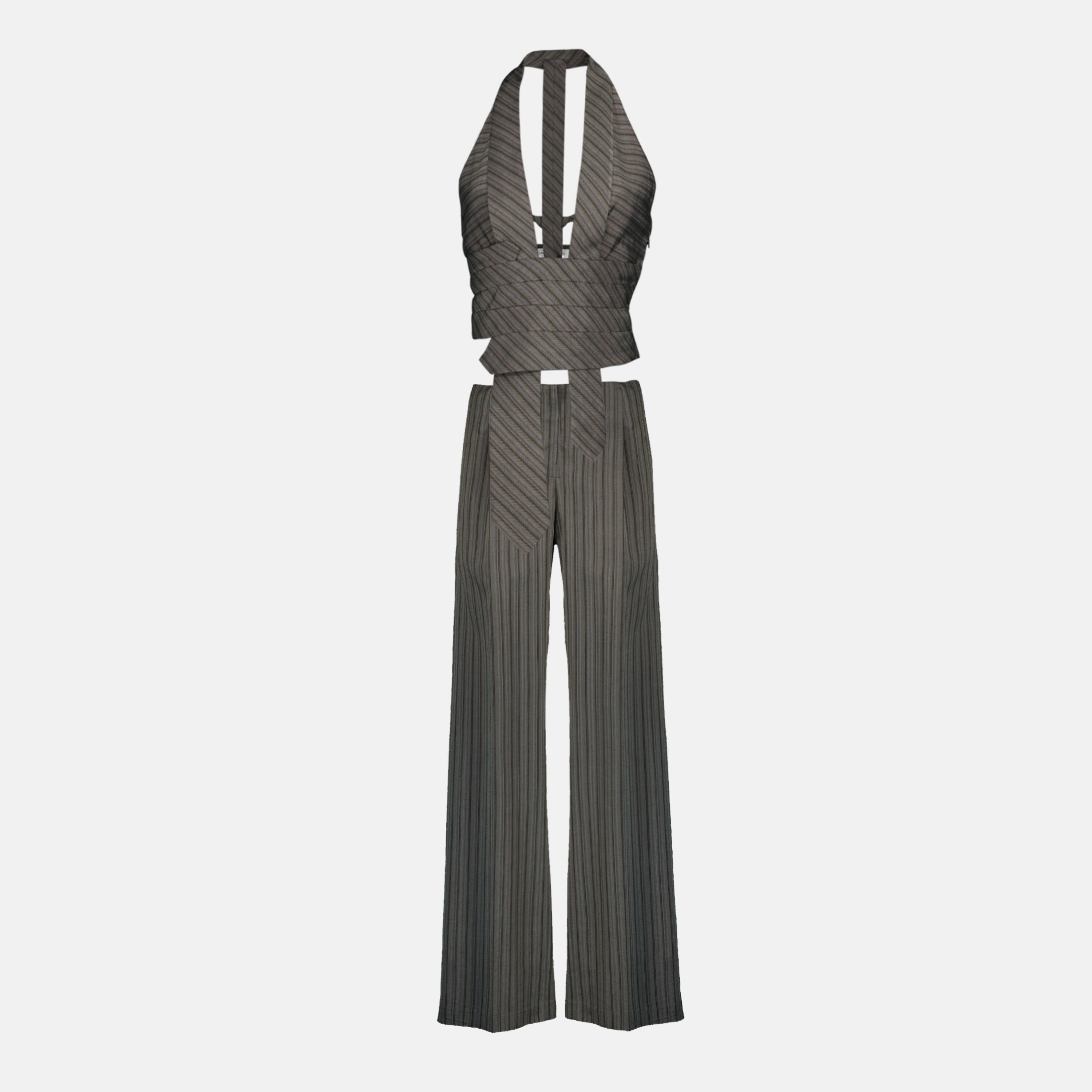 Image of the gray Reyer top with ties from the brand Christopher Esber for Women - Spring-Summer 2026 - Detailed View 3