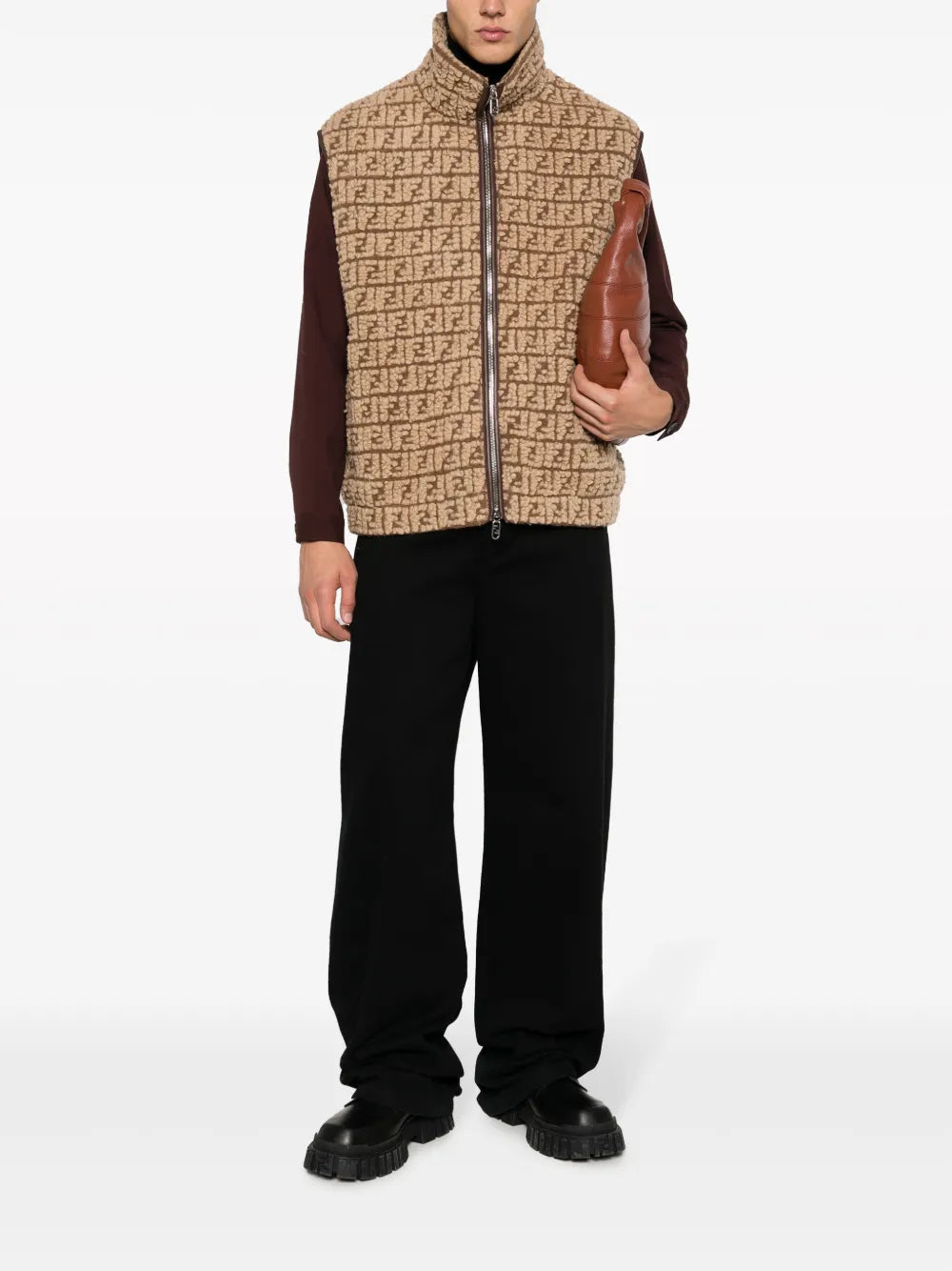 Jaquetas Colete Sem Mangas Fendi Bege Homme