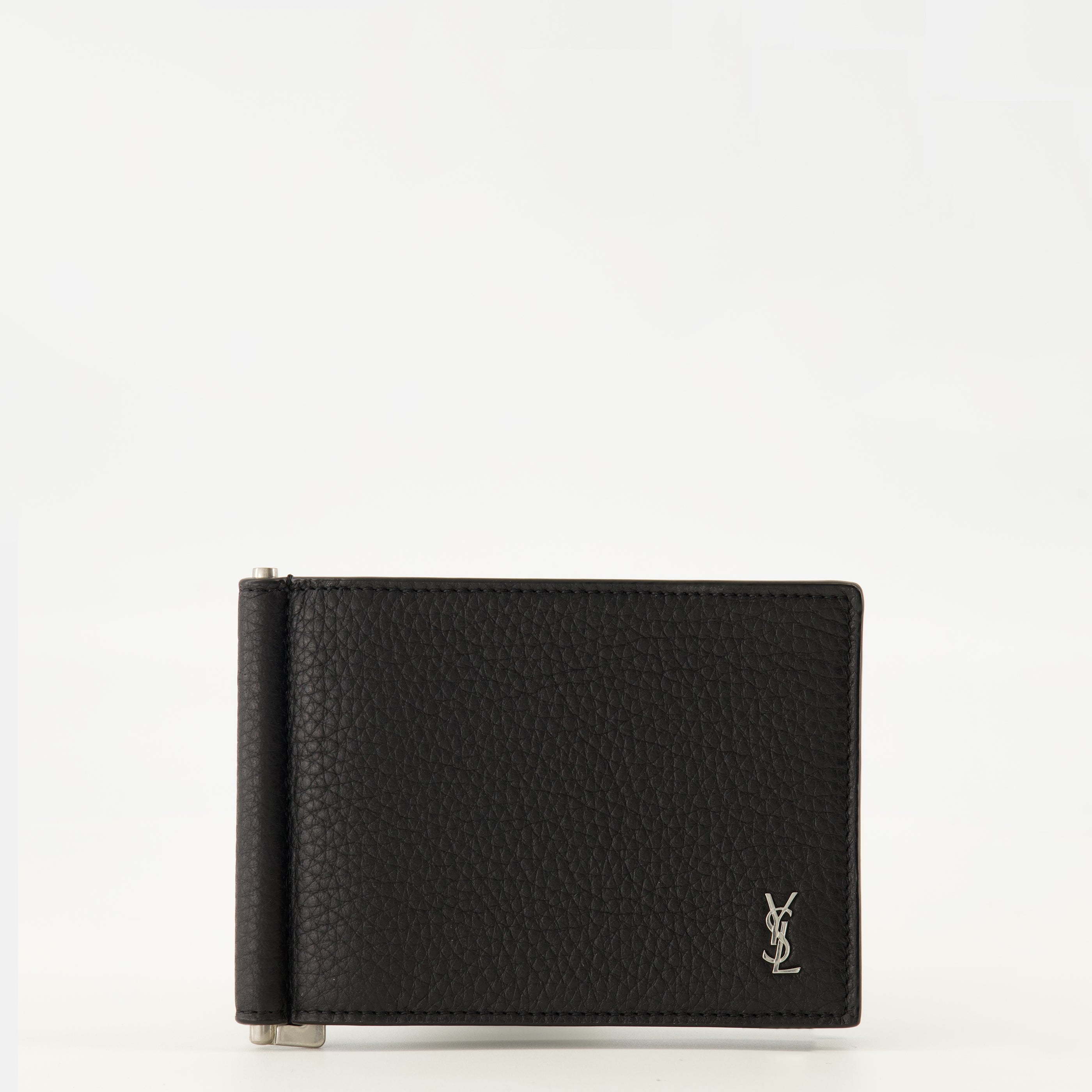 Image de l'article Porte-cartes Cassandre en cuir noir de la marque Saint Laurent pour Homme - Saison Printemps-Été 2026 - Vue de Face