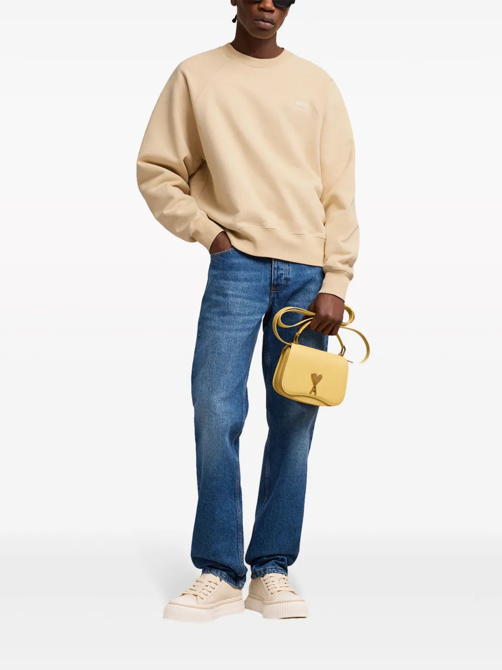 Sudaderas Sudadera Bordada Ami Ami PARIS Beige Unisexo