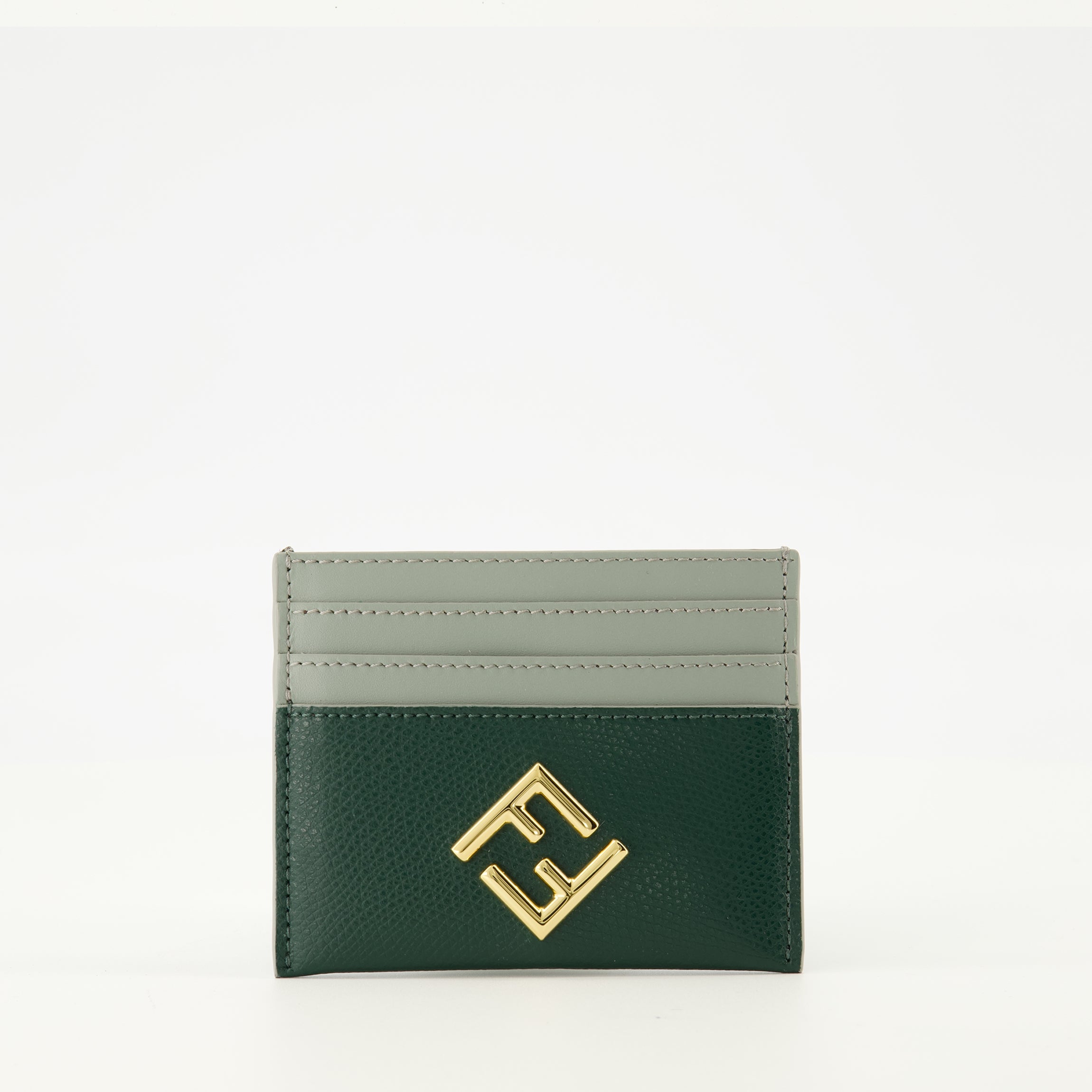 Image of the Ff Diamonds green cardholder from the Fendi brand for Women - Fall-Winter 2025 - Front View